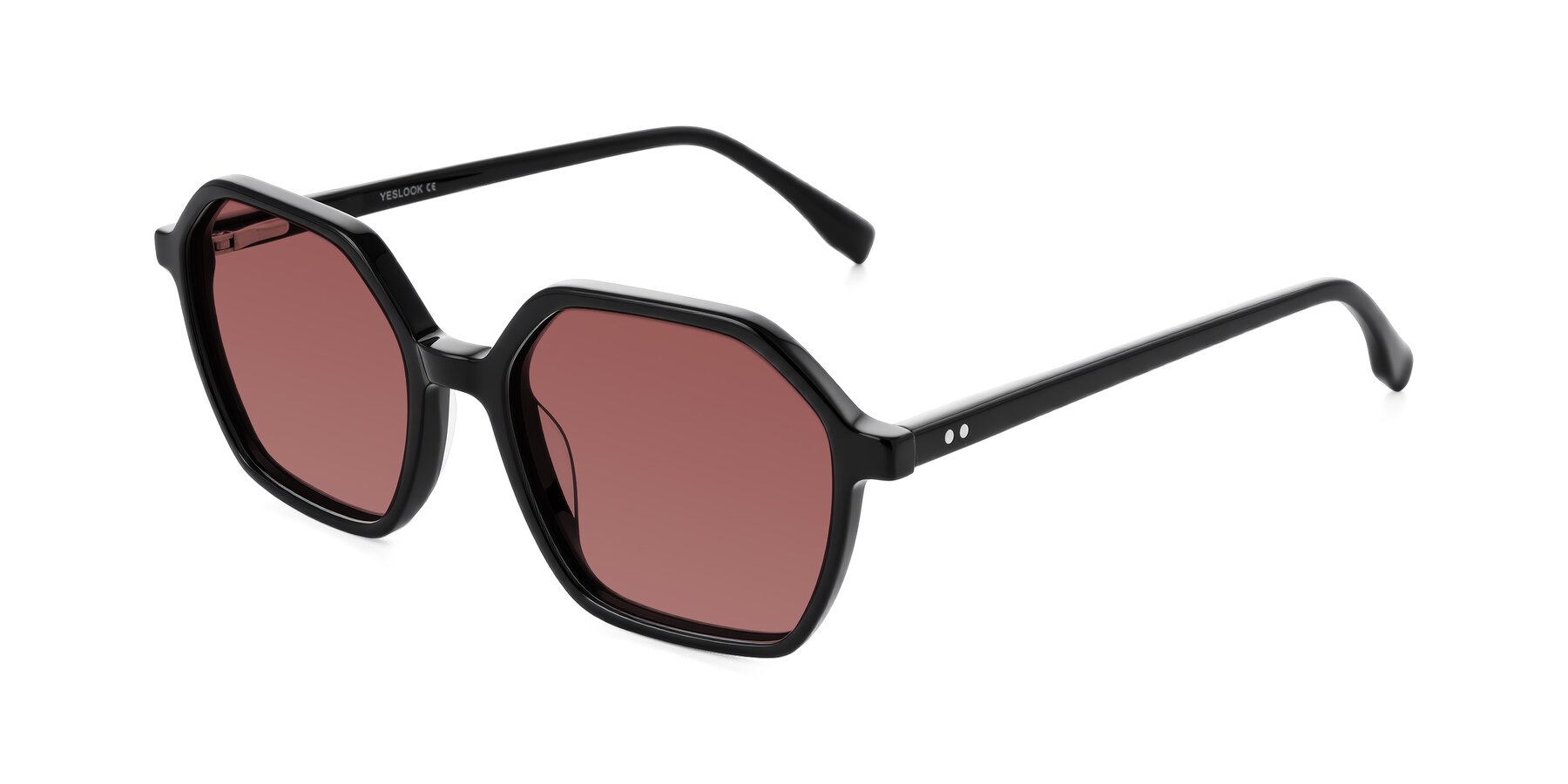 Angle of Hortale in Black with Garnet Tinted Lenses