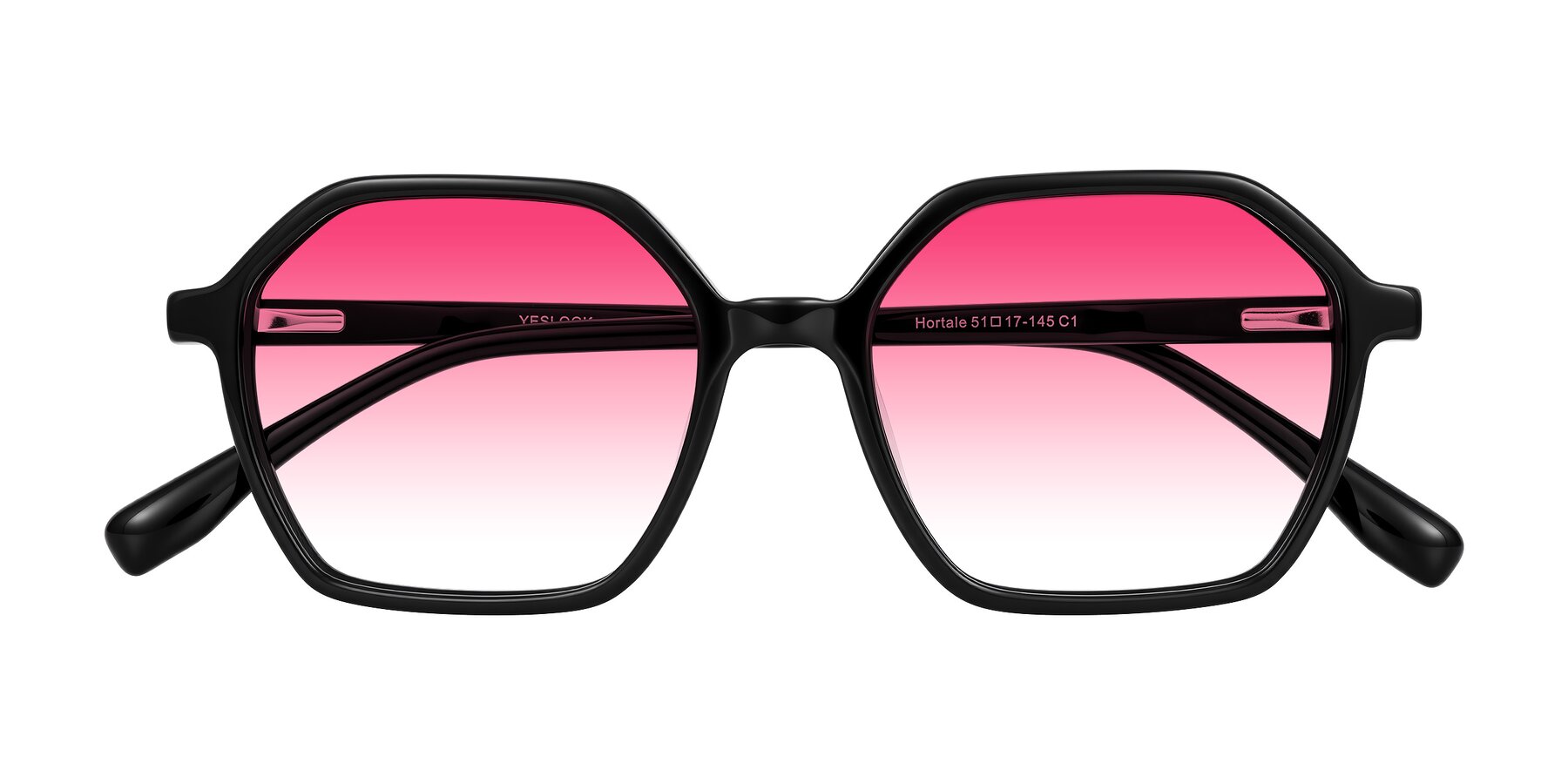 Folded Front of Hortale in Black with Pink Gradient Lenses
