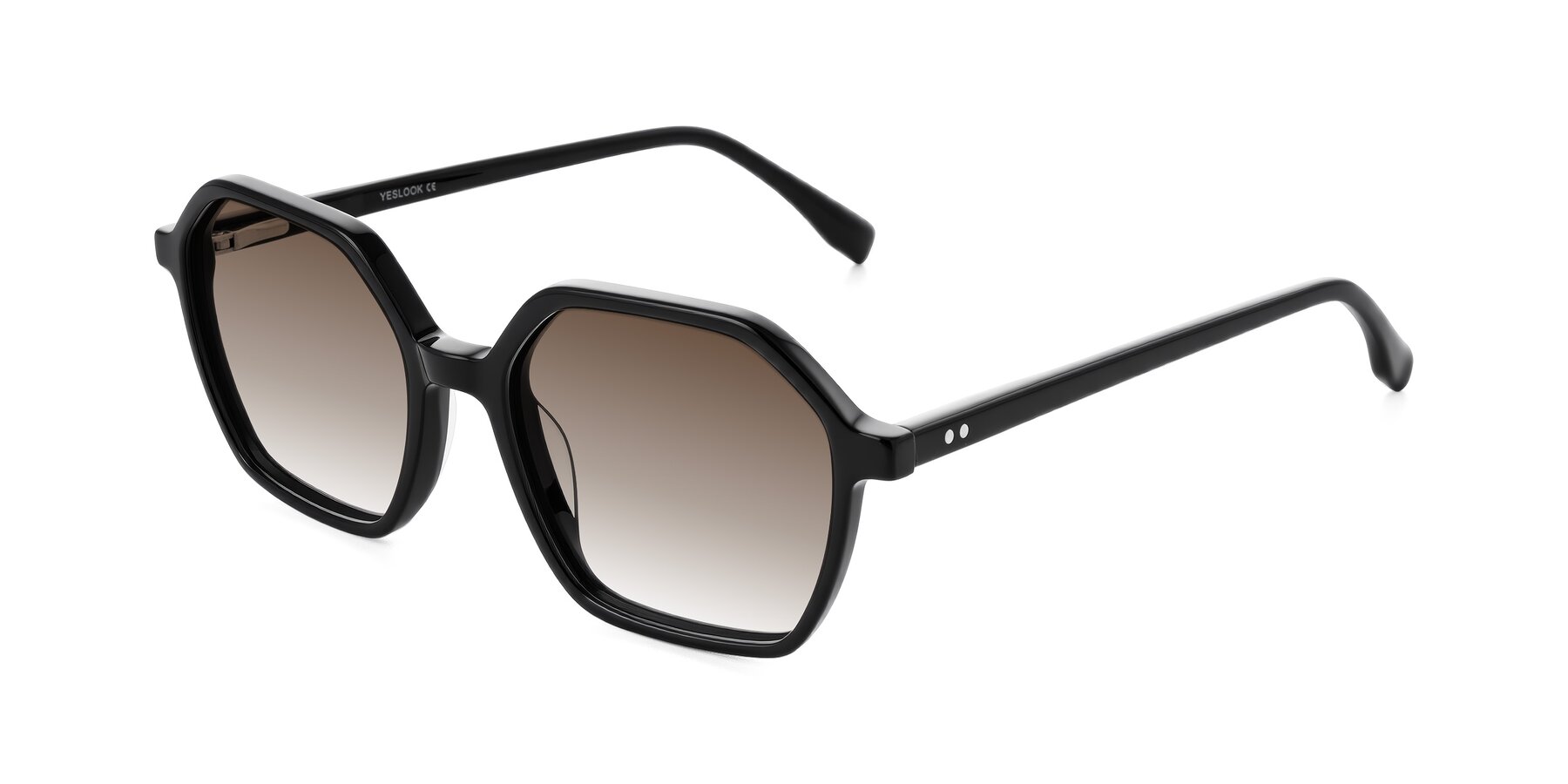 Angle of Hortale in Black with Brown Gradient Lenses