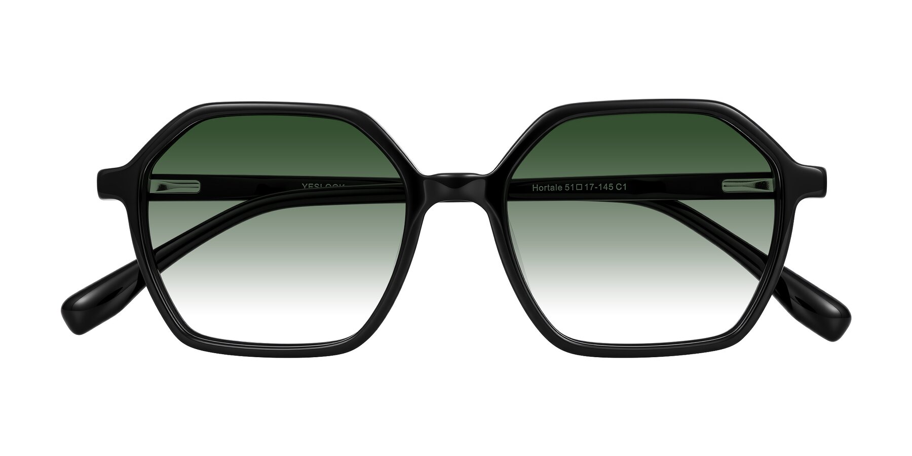 Folded Front of Hortale in Black with Green Gradient Lenses