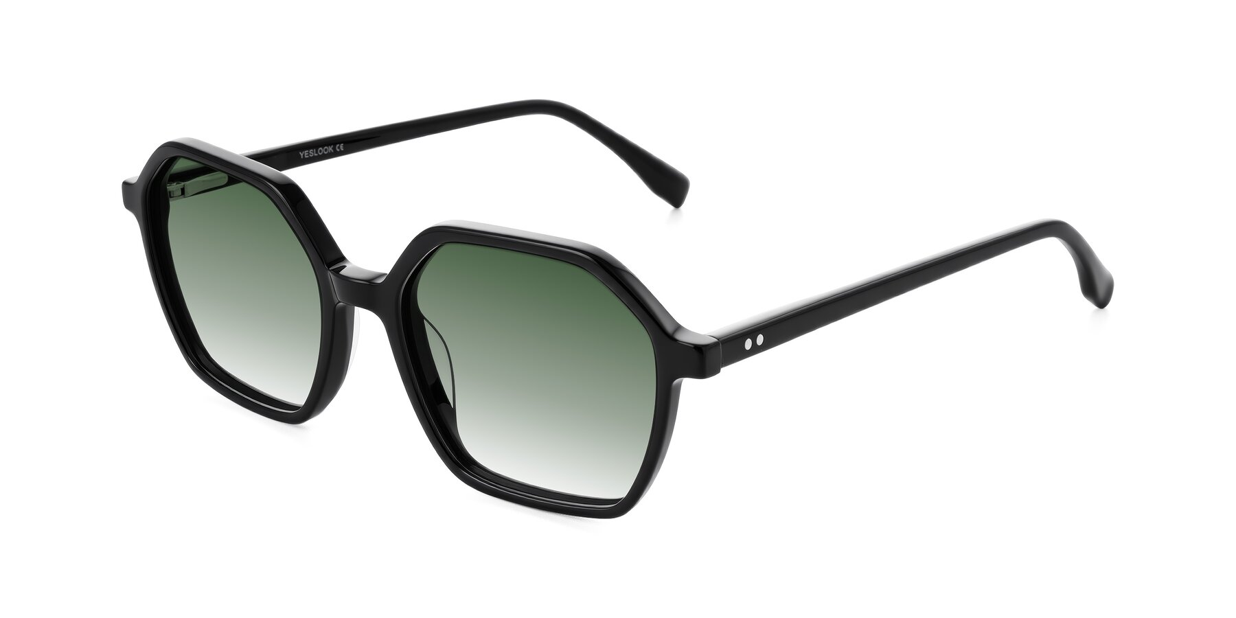 Angle of Hortale in Black with Green Gradient Lenses