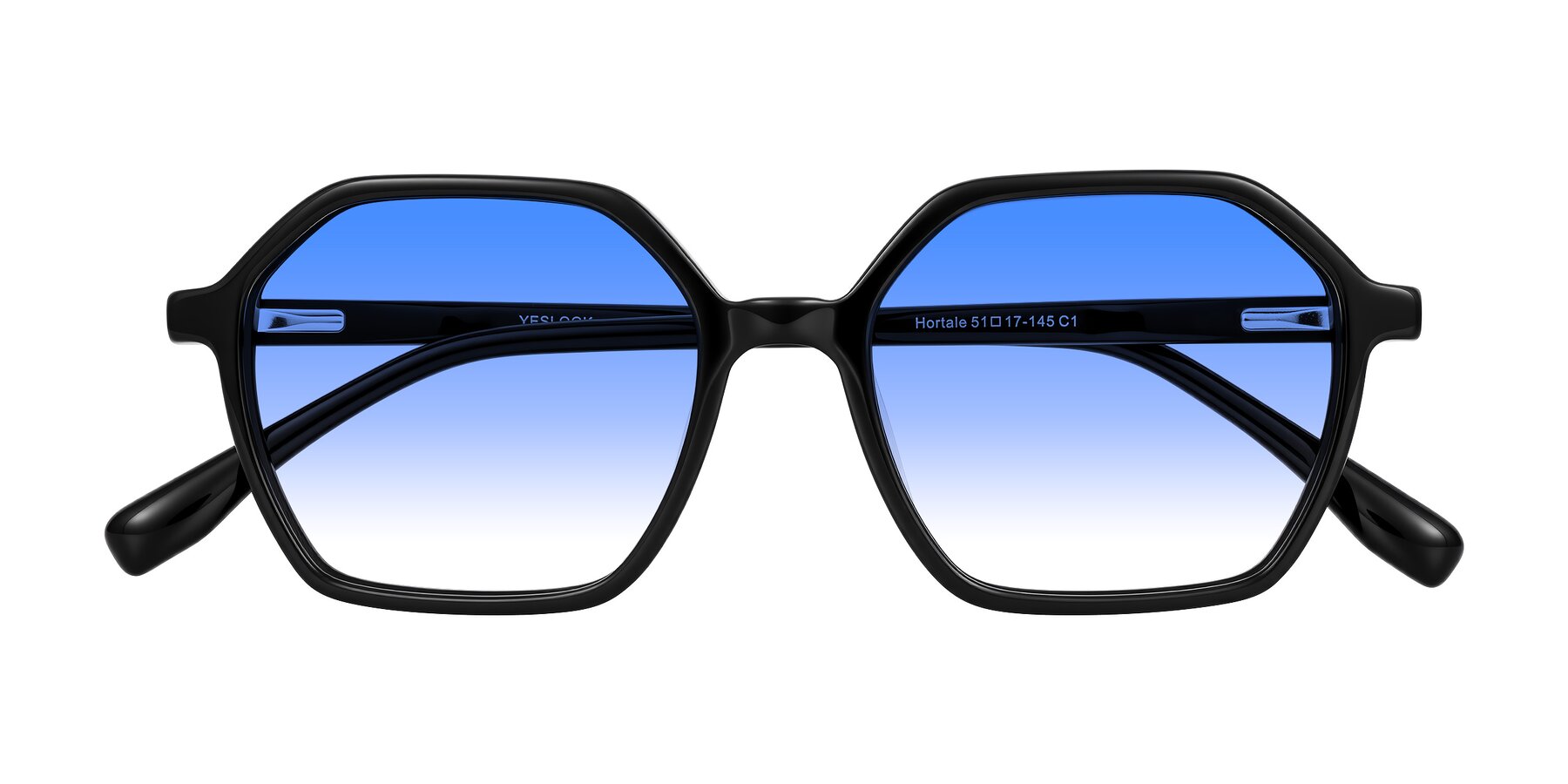 Folded Front of Hortale in Black with Blue Gradient Lenses