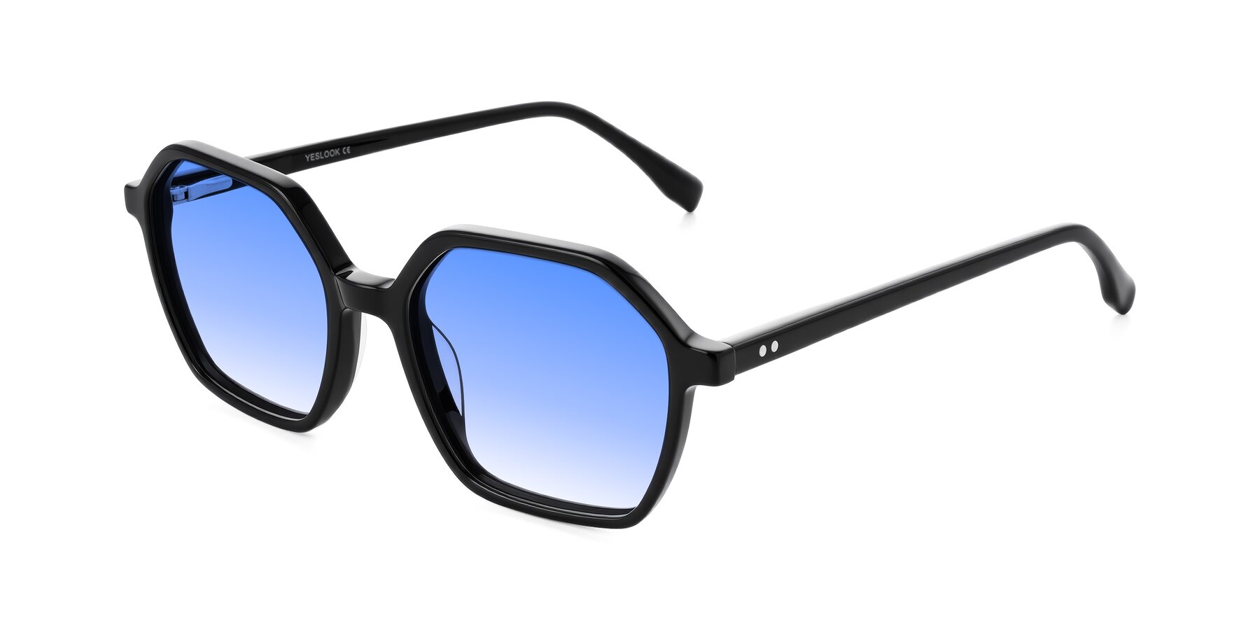 Angle of Hortale in Black with Blue Gradient Lenses