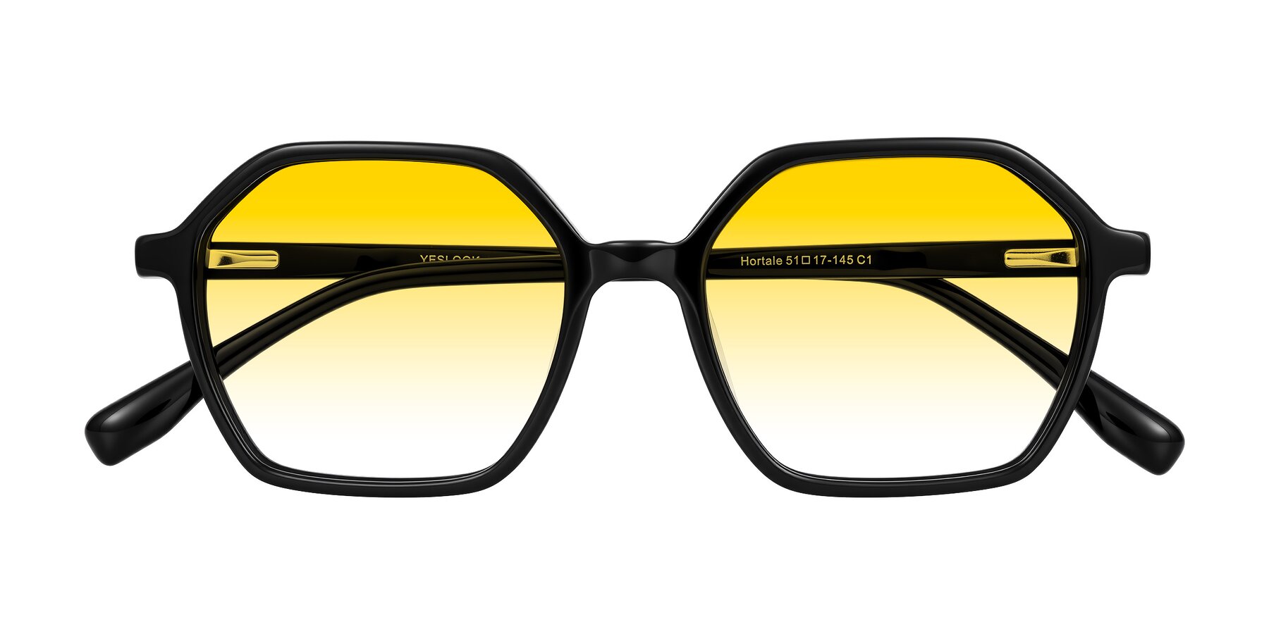 Folded Front of Hortale in Black with Yellow Gradient Lenses
