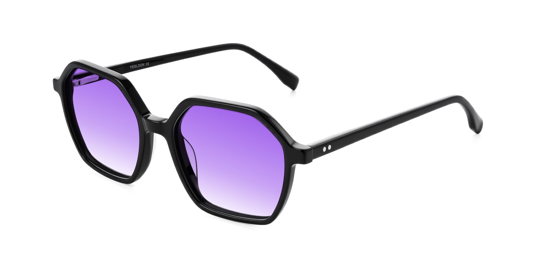 Angle of Hortale in Black with Purple Gradient Lenses