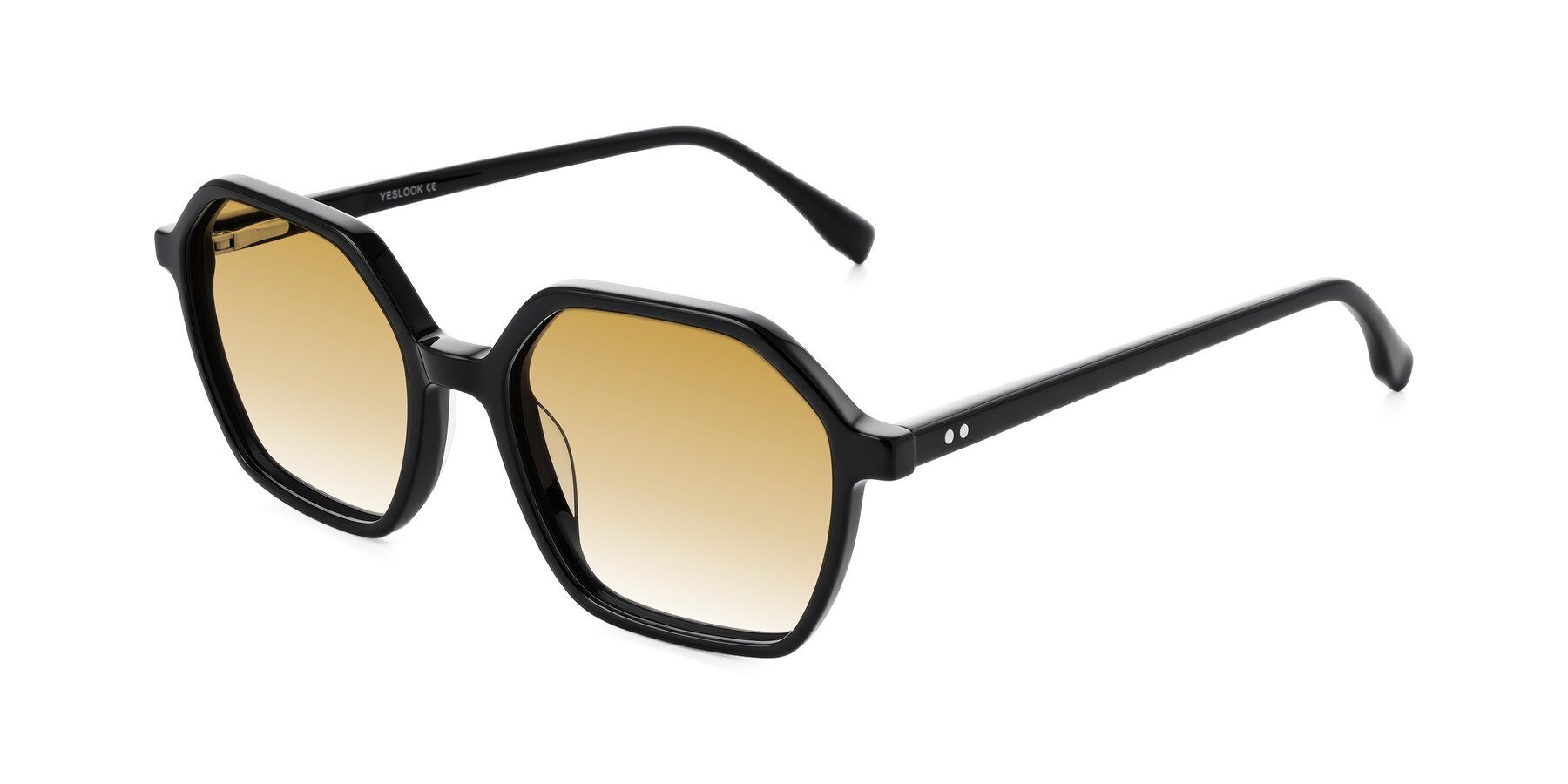 Angle of Hortale in Black with Champagne Gradient Lenses