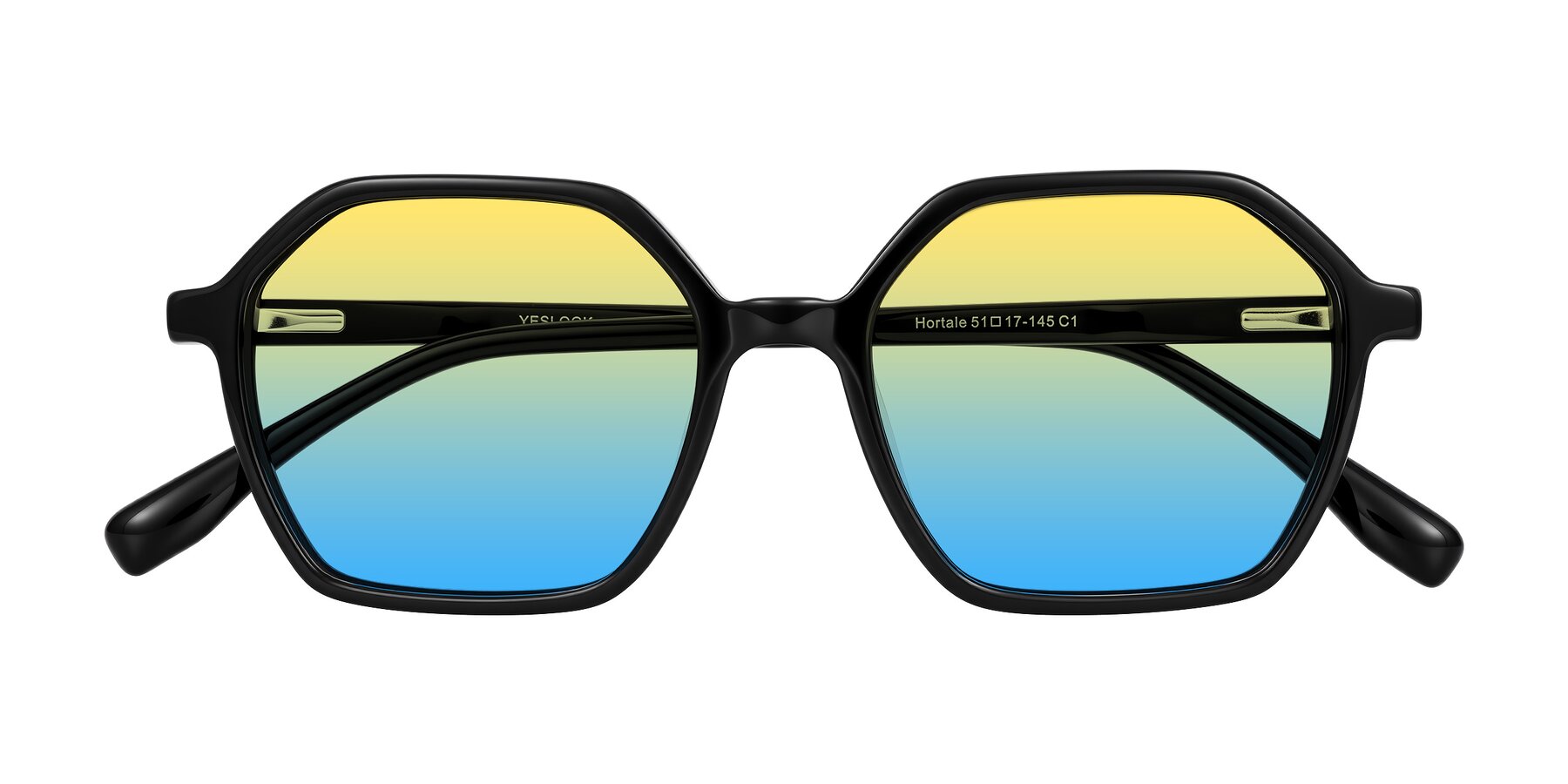 Folded Front of Hortale in Black with Yellow / Blue Gradient Lenses
