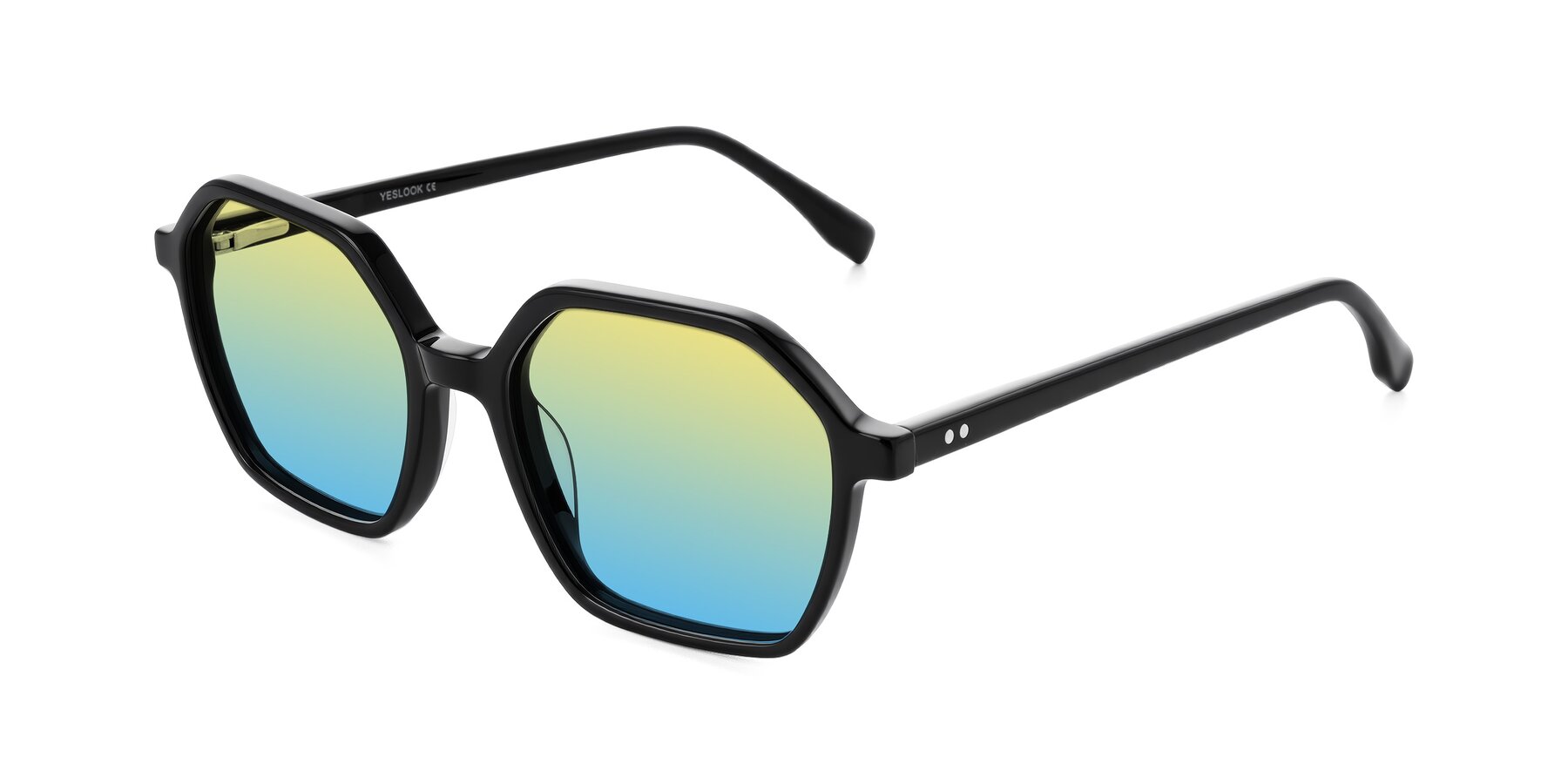 Angle of Hortale in Black with Yellow / Blue Gradient Lenses