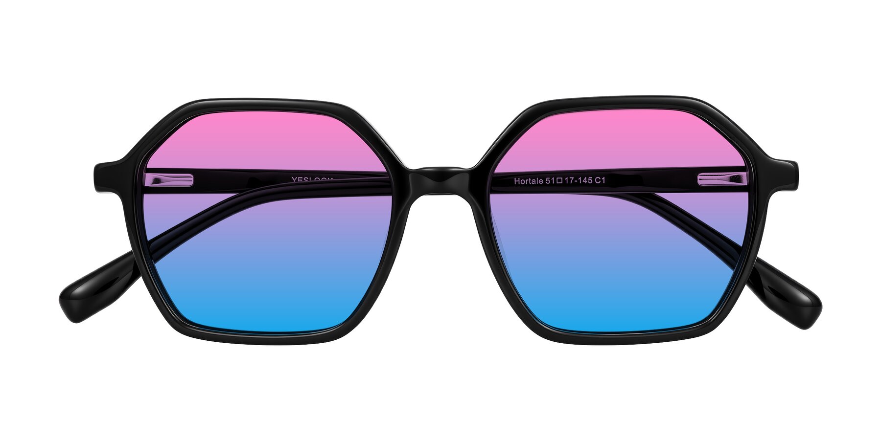 Folded Front of Hortale in Black with Pink / Blue Gradient Lenses