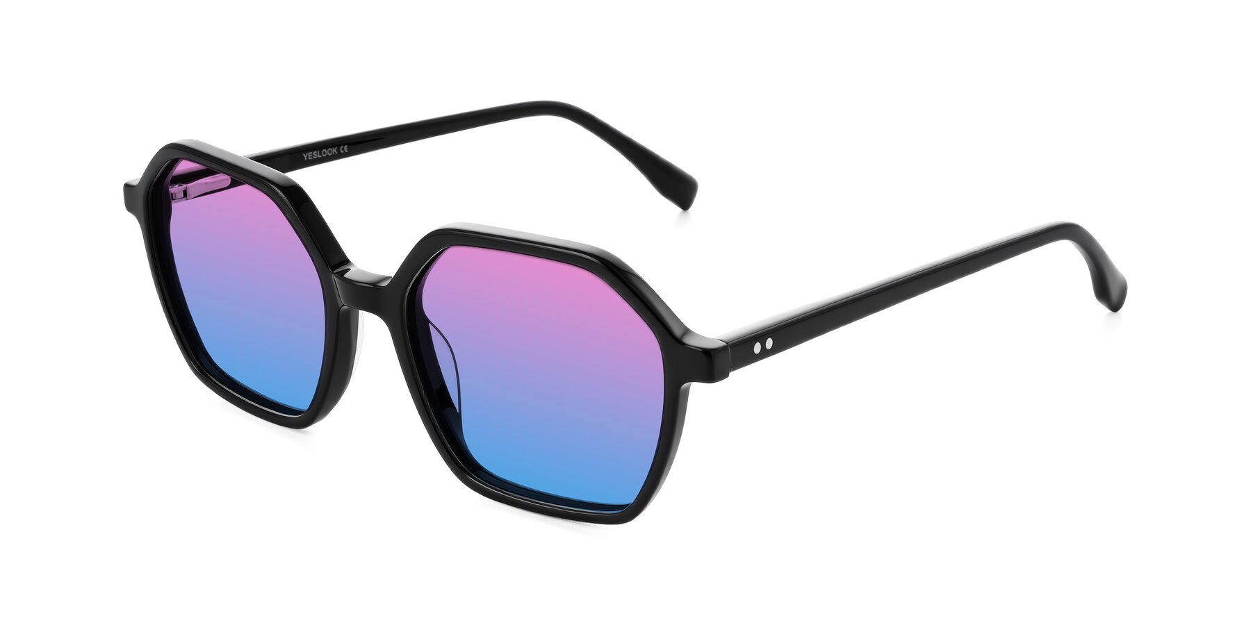 Angle of Hortale in Black with Pink / Blue Gradient Lenses