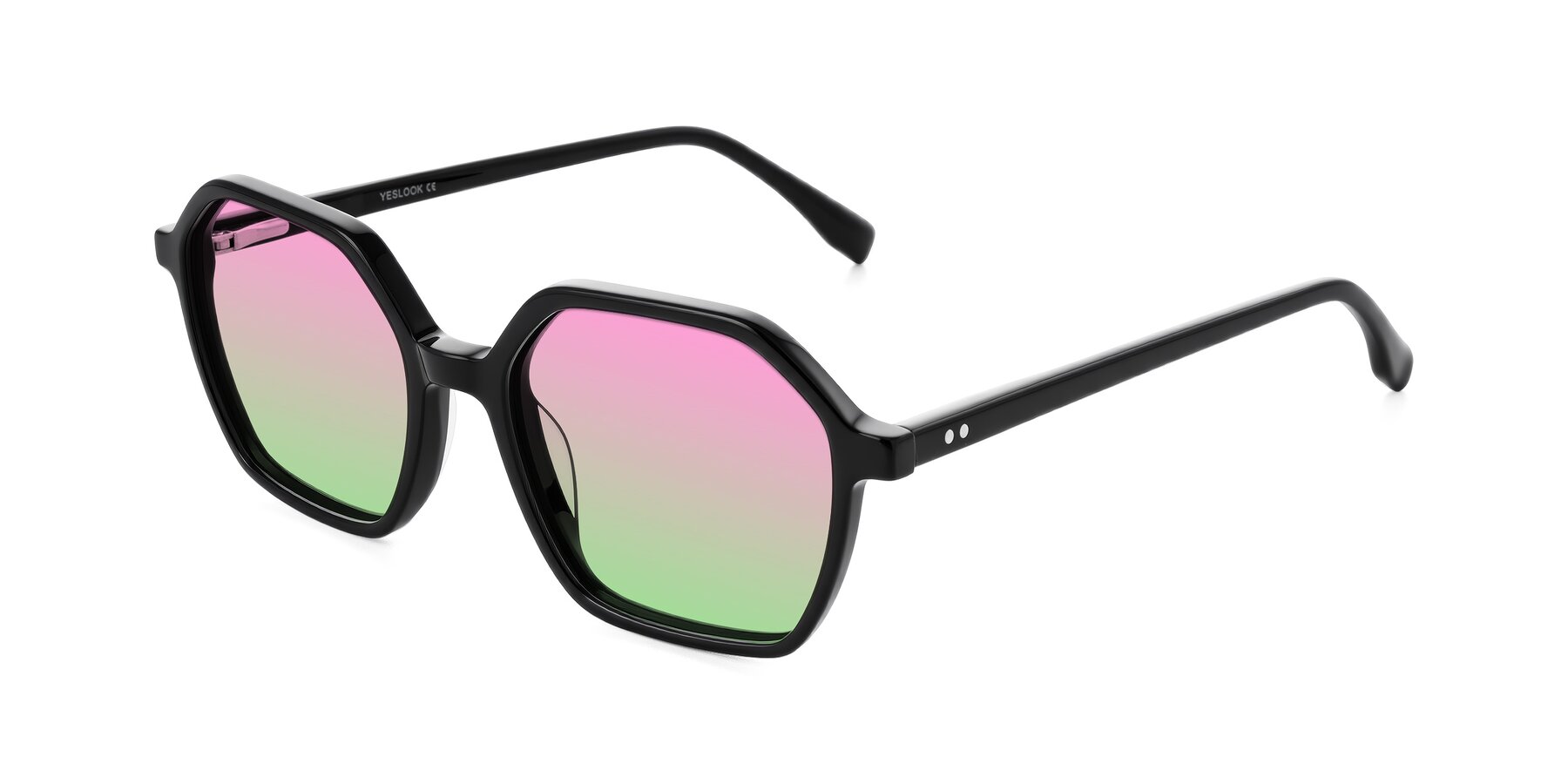 Angle of Hortale in Black with Pink / Green Gradient Lenses