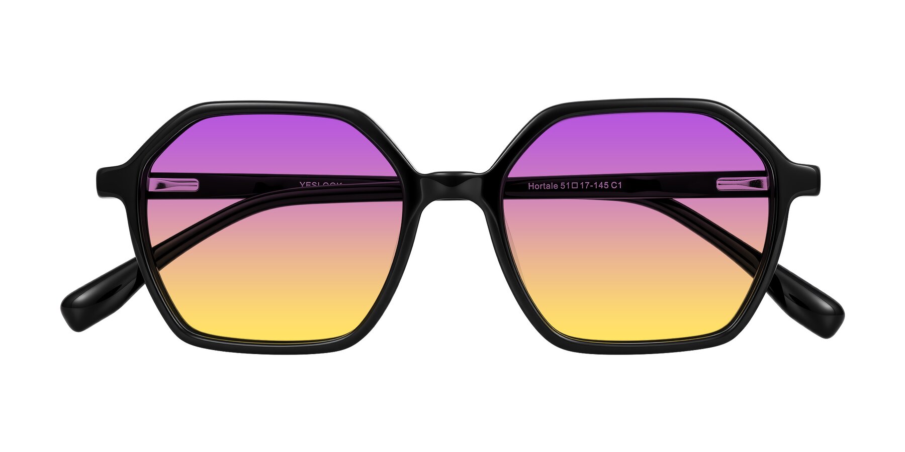Folded Front of Hortale in Black with Purple / Yellow Gradient Lenses