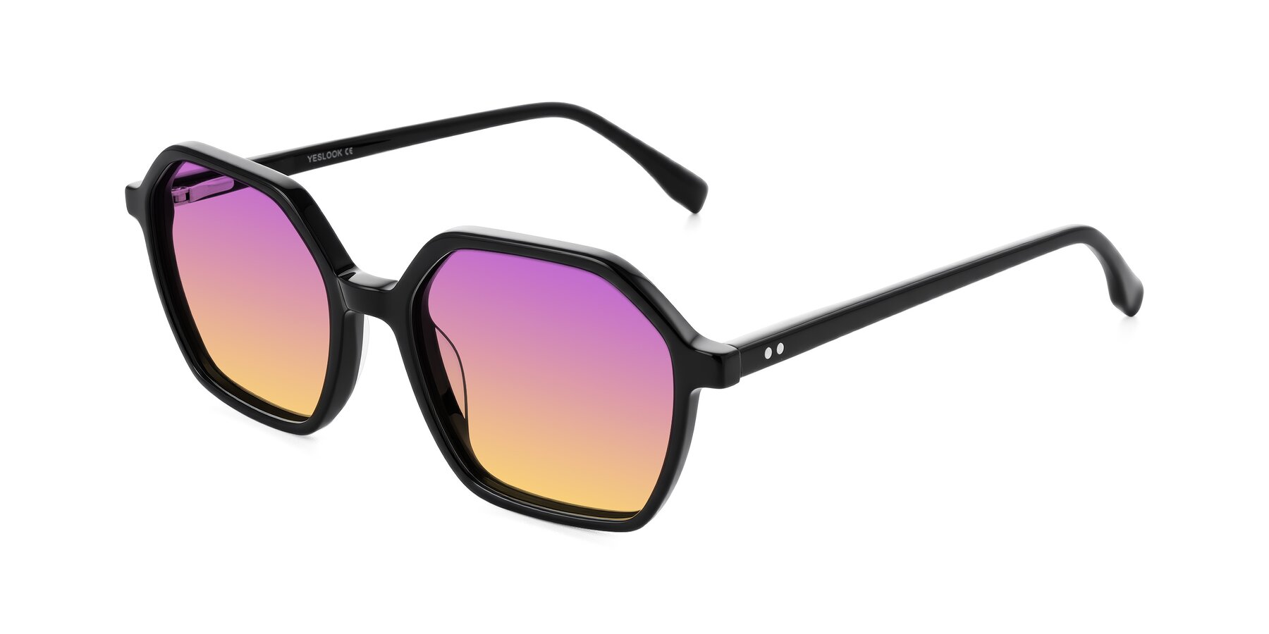 Angle of Hortale in Black with Purple / Yellow Gradient Lenses