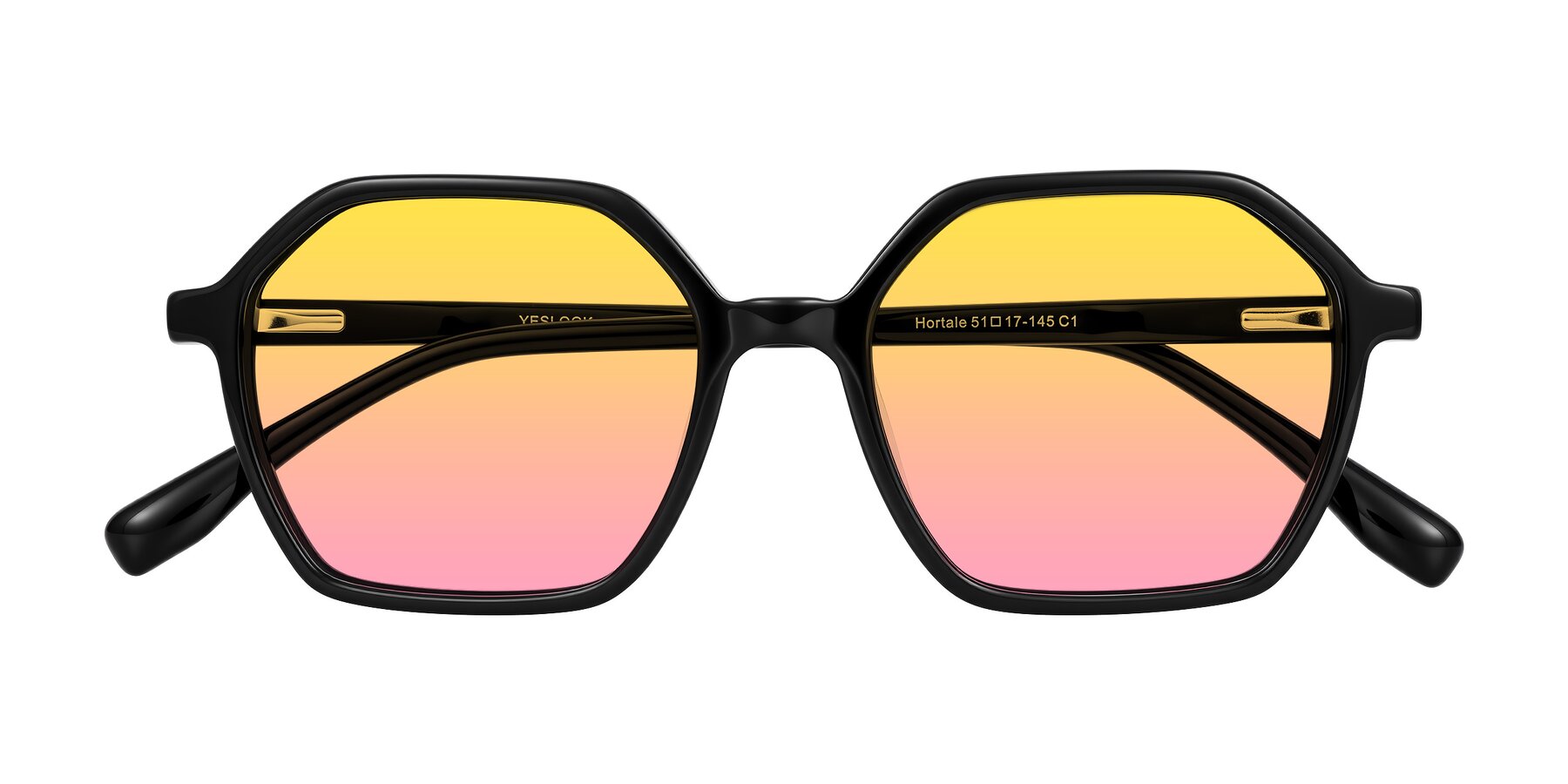 Folded Front of Hortale in Black with Yellow / Pink Gradient Lenses