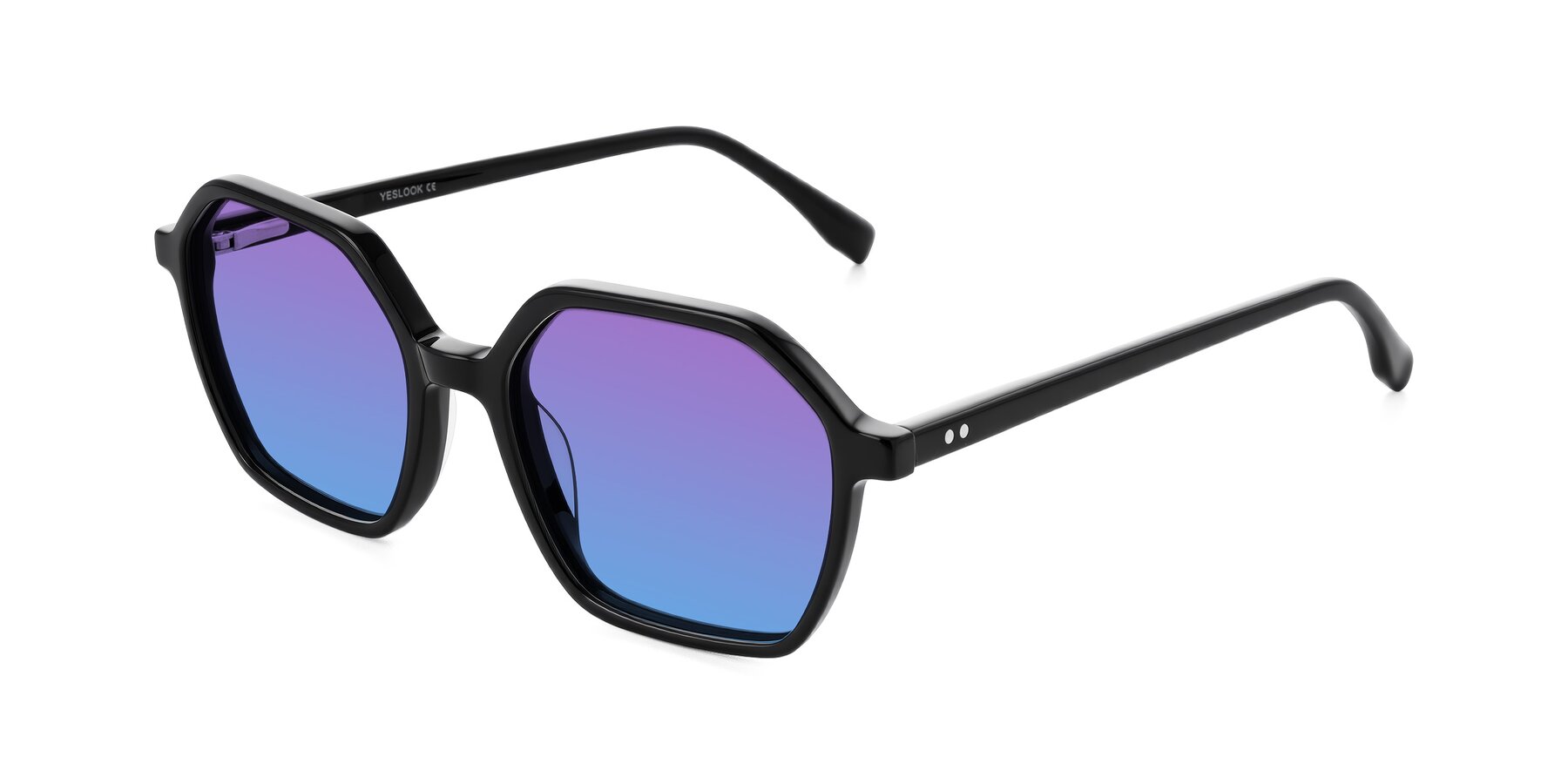 Angle of Hortale in Black with Purple / Blue Gradient Lenses