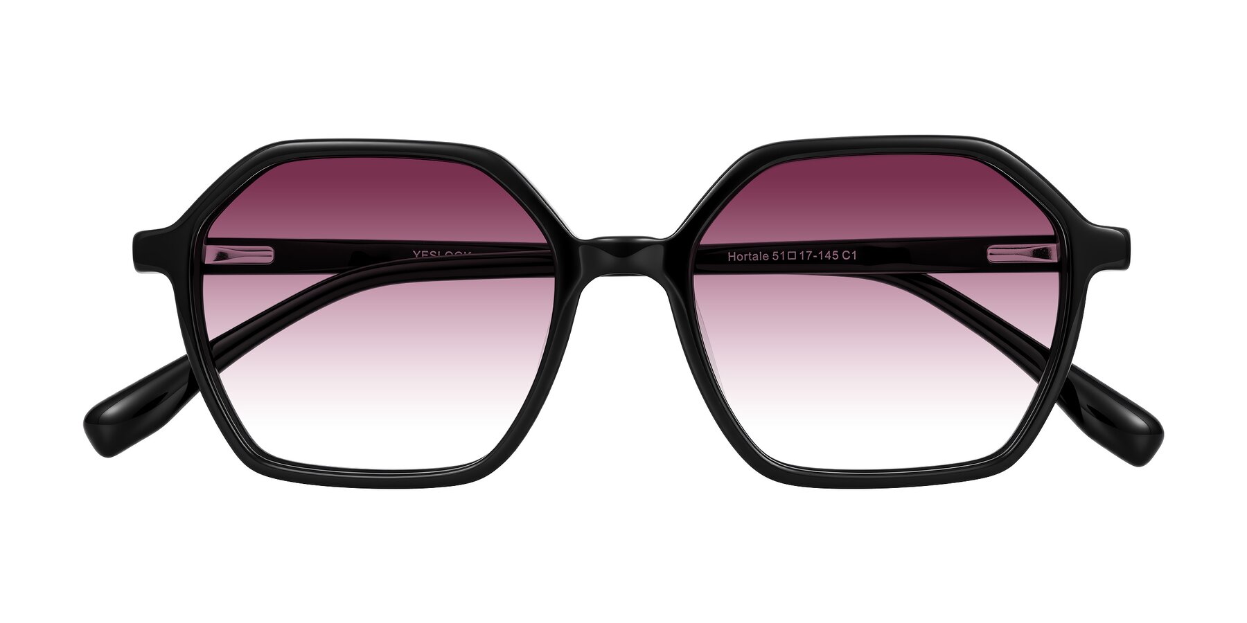Folded Front of Hortale in Black with Wine Gradient Lenses