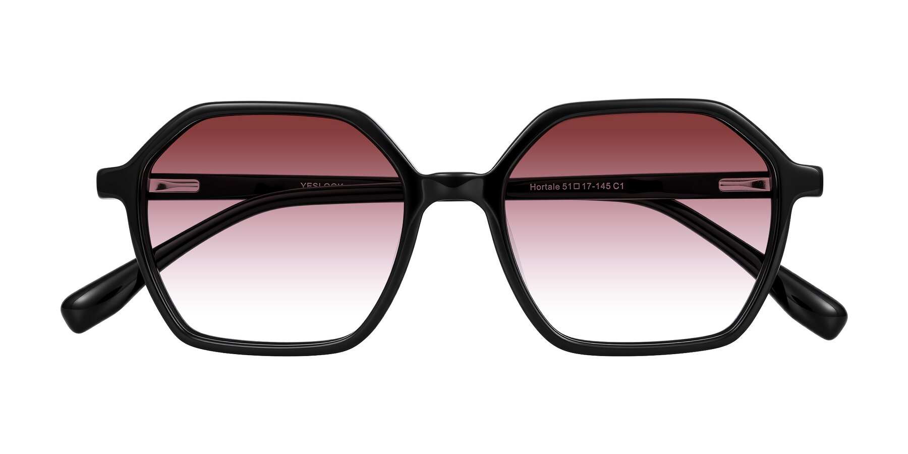 Folded Front of Hortale in Black with Garnet Gradient Lenses