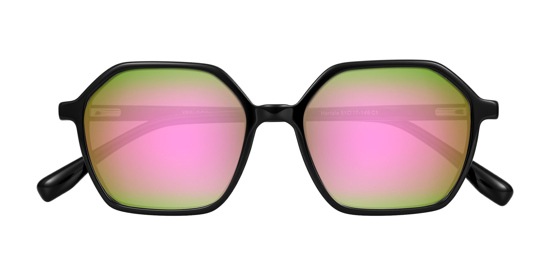 Folded Front of Hortale in Black with Pink Mirrored Lenses