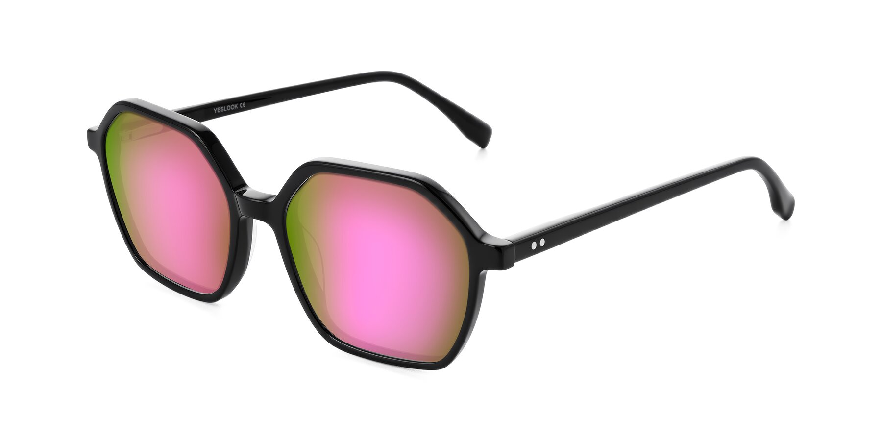 Angle of Hortale in Black with Pink Mirrored Lenses