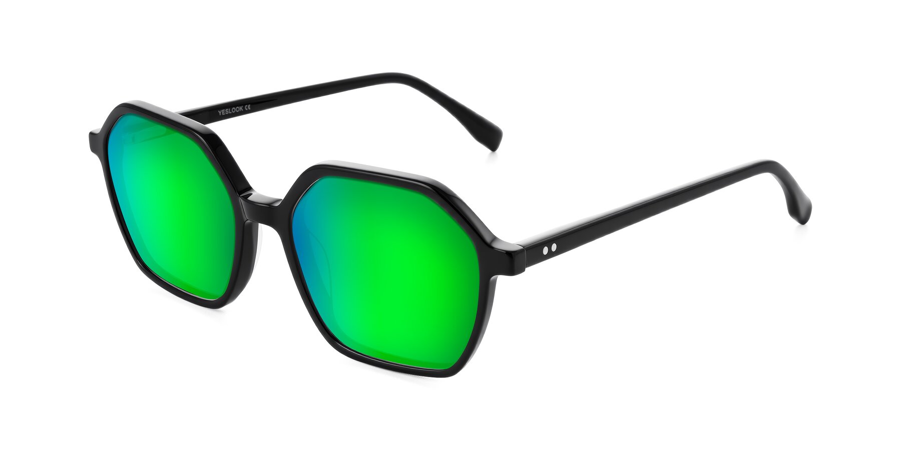 Angle of Hortale in Black with Green Mirrored Lenses