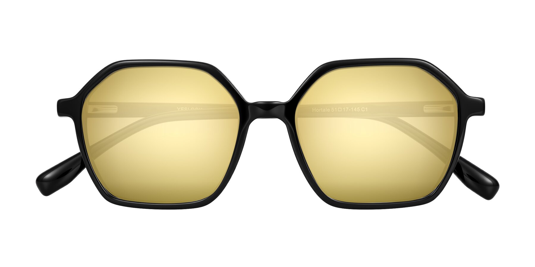 Folded Front of Hortale in Black with Gold Mirrored Lenses