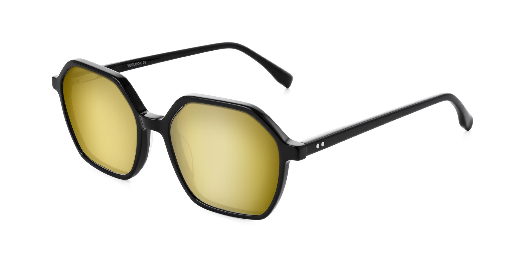 Angle of Hortale in Black with Gold Mirrored Lenses