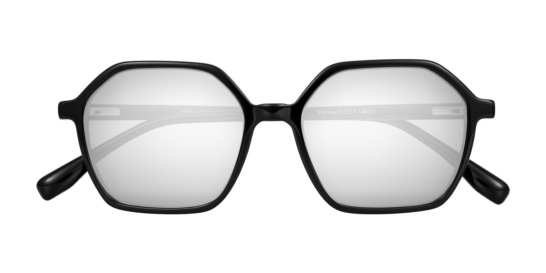 Folded Front of Hortale in Black with Silver Mirrored Lenses