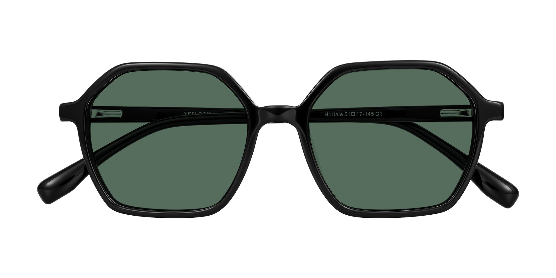 Folded Front of Hortale in Black with Green Polarized Lenses