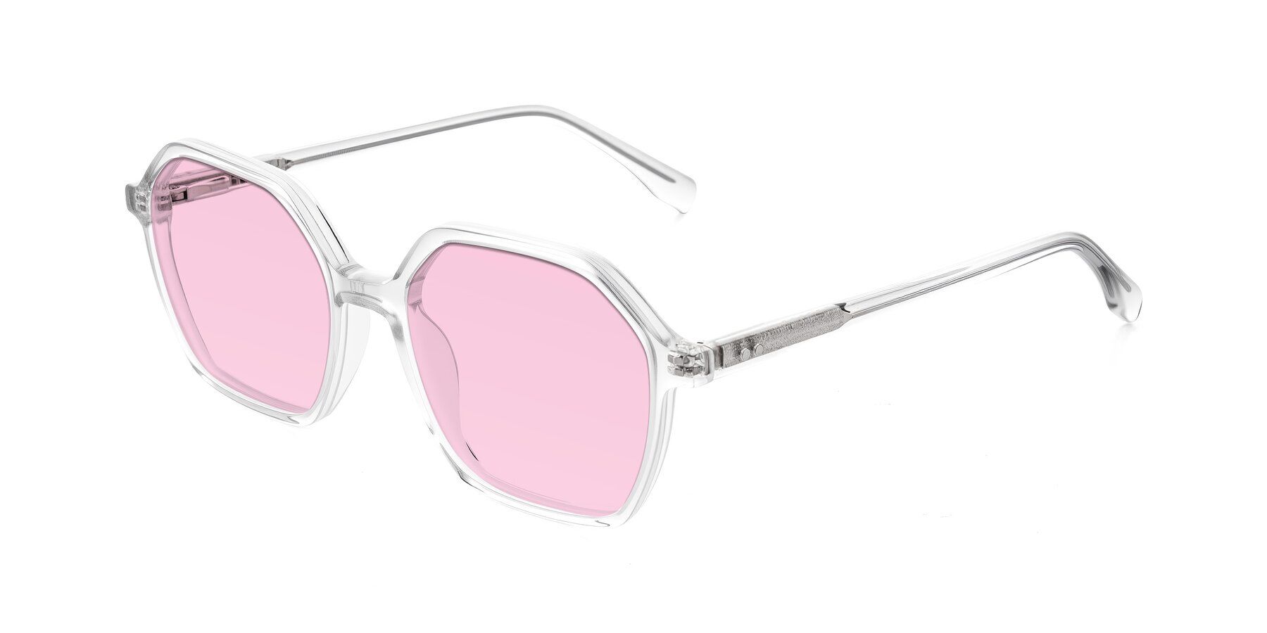 Angle of Hortale in Clear with Light Pink Tinted Lenses
