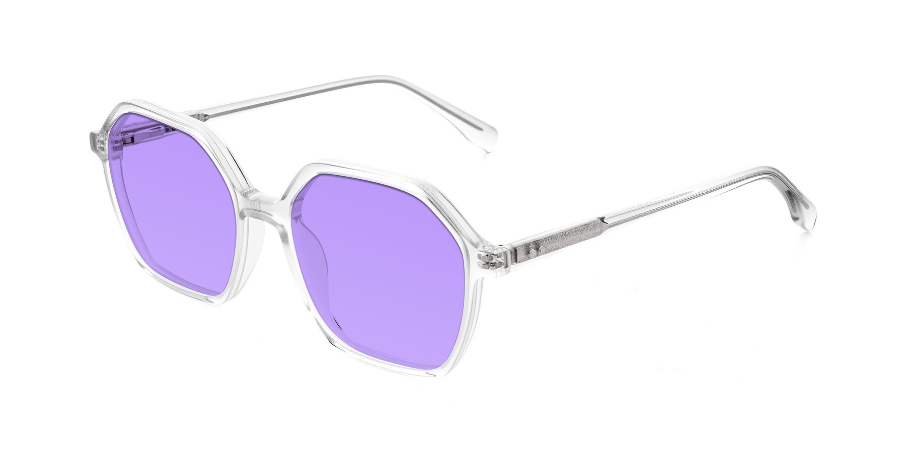 Angle of Hortale in Clear with Medium Purple Tinted Lenses