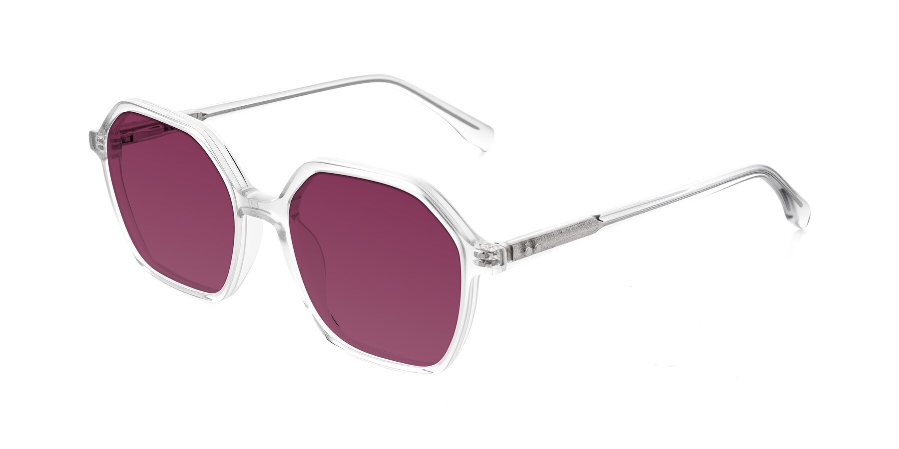 Angle of Hortale in Clear with Wine Tinted Lenses