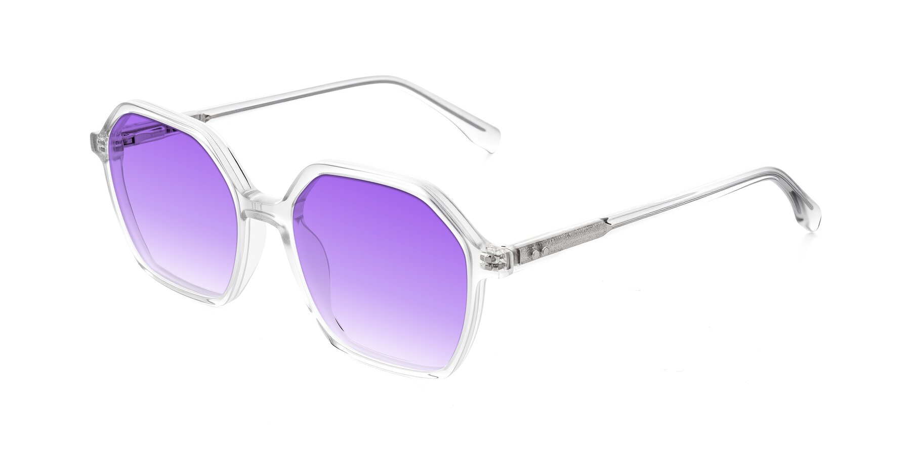 Angle of Hortale in Clear with Purple Gradient Lenses