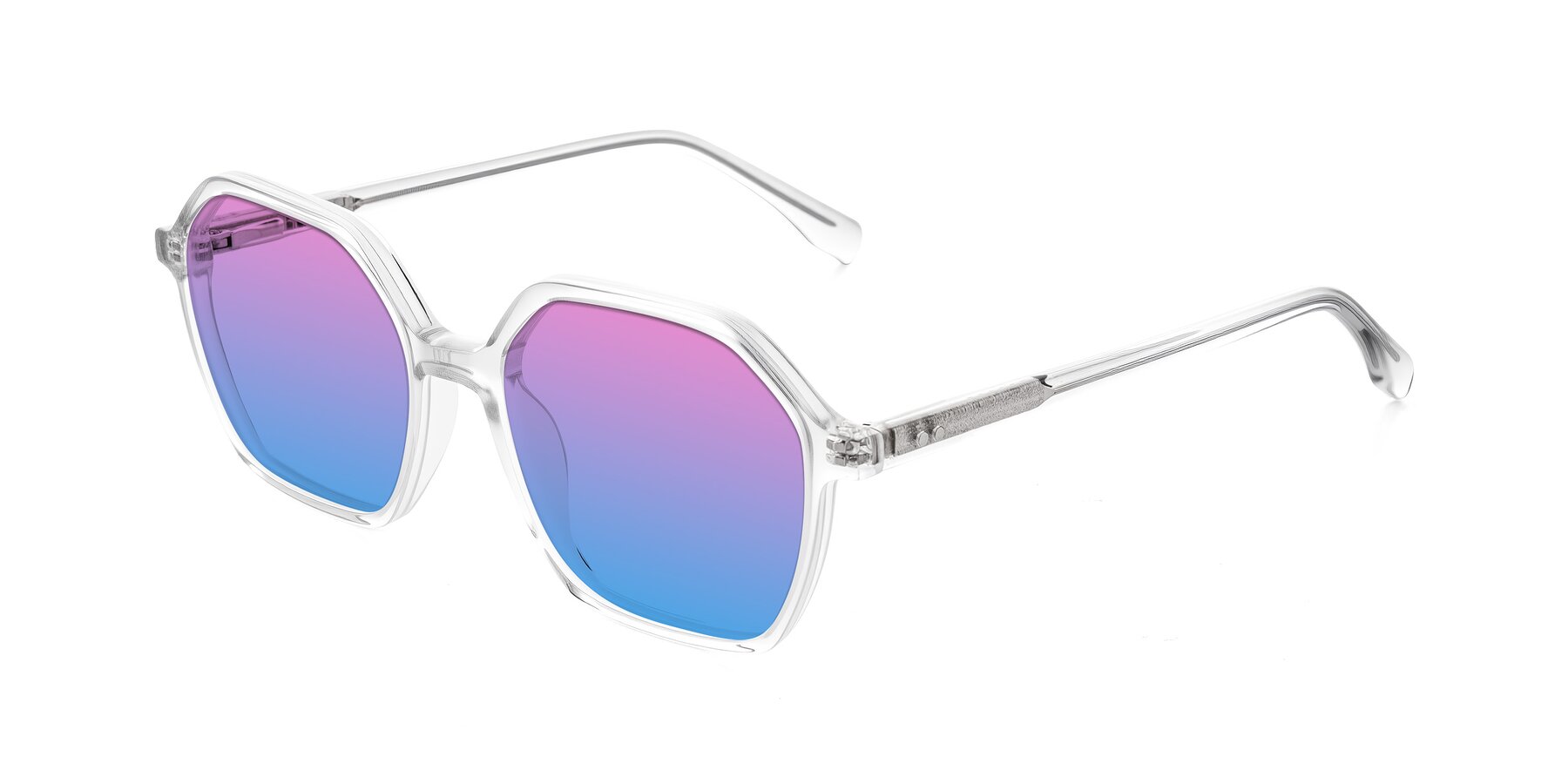 Angle of Hortale in Clear with Pink / Blue Gradient Lenses