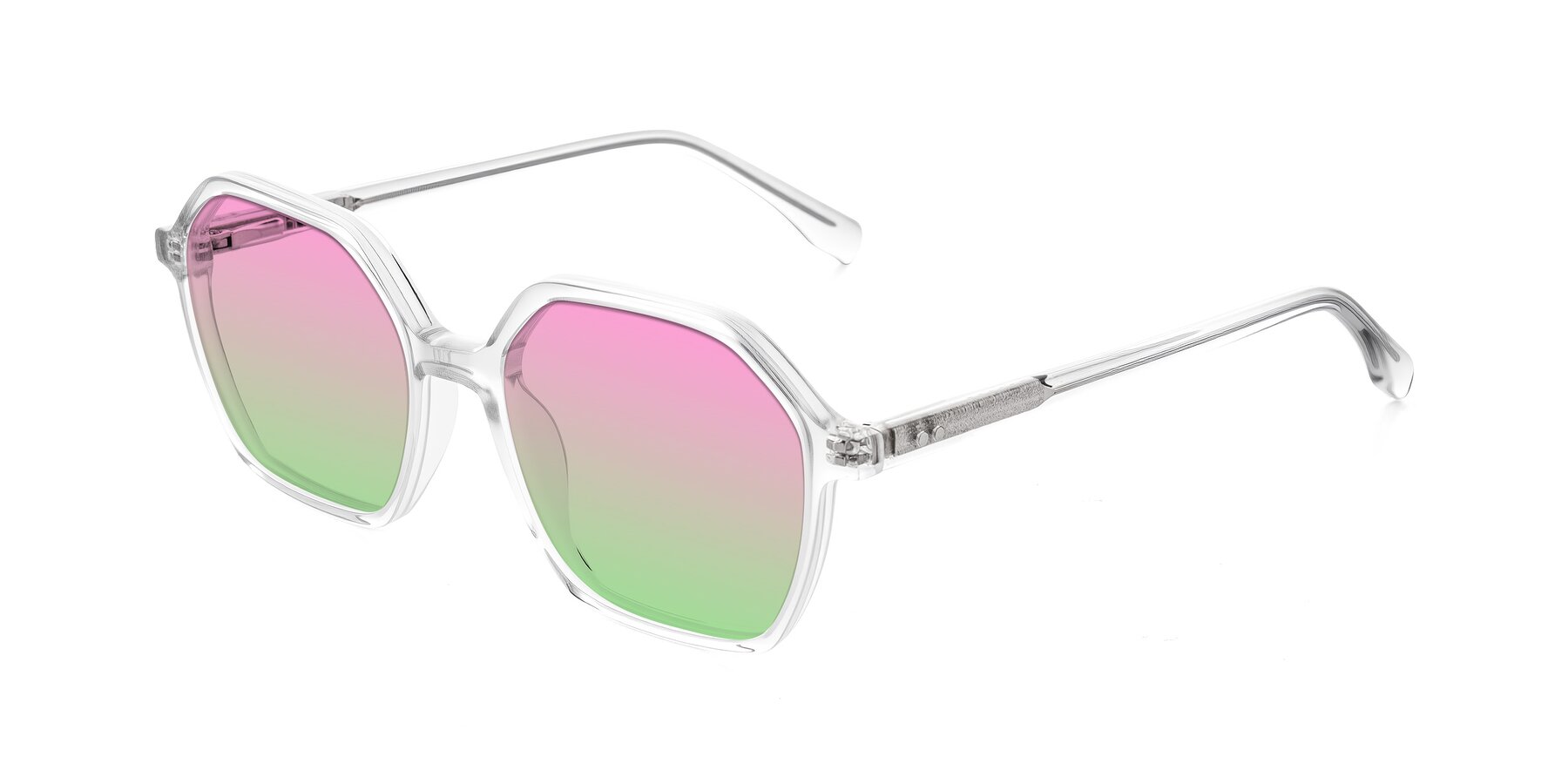 Angle of Hortale in Clear with Pink / Green Gradient Lenses