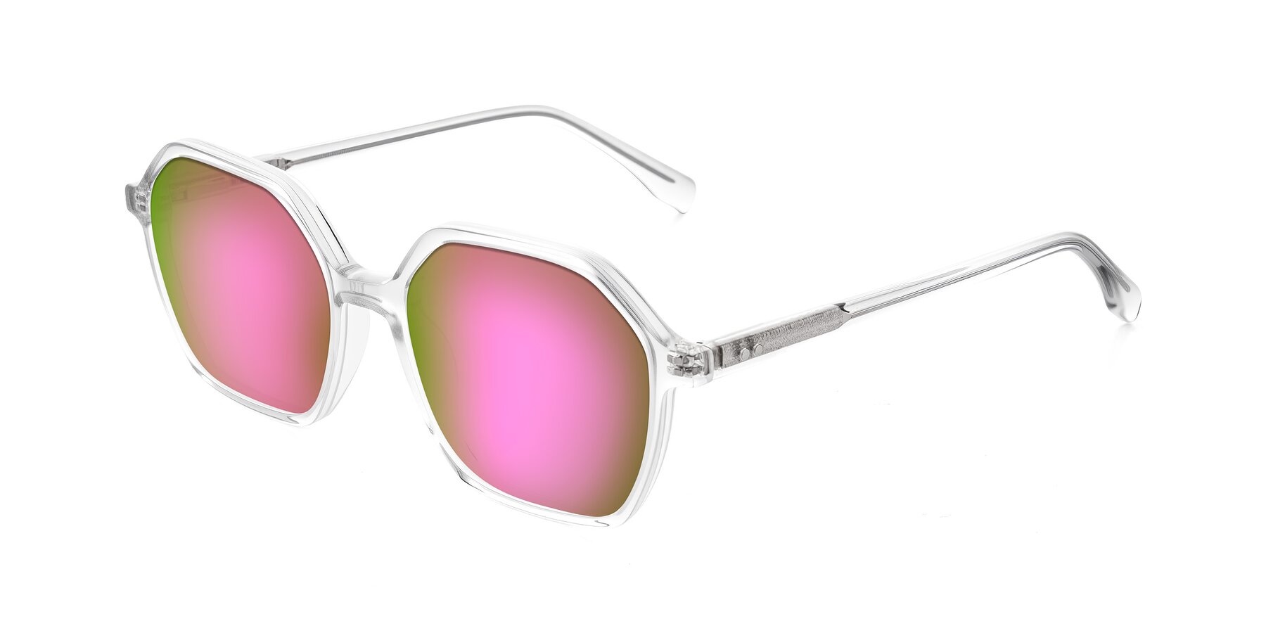 Angle of Hortale in Clear with Pink Mirrored Lenses