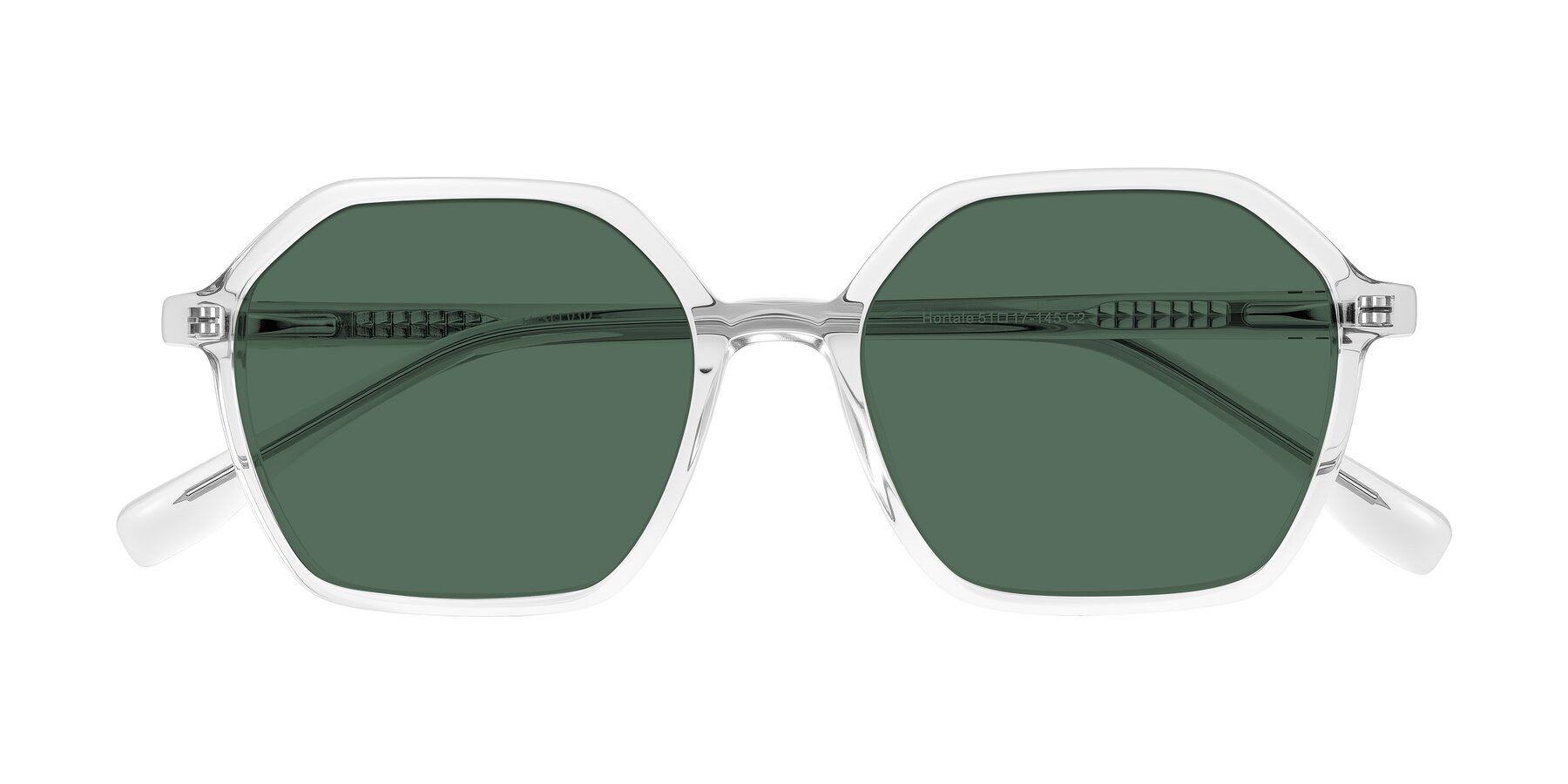 Folded Front of Hortale in Clear with Green Polarized Lenses