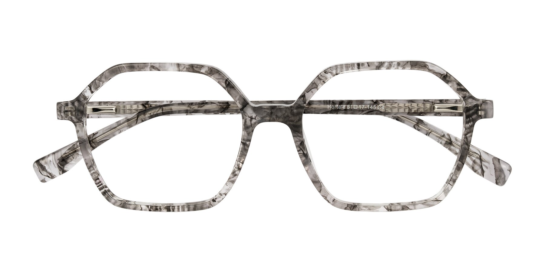 Folded Front of Hortale in Gray Tortoise with Clear Eyeglass Lenses