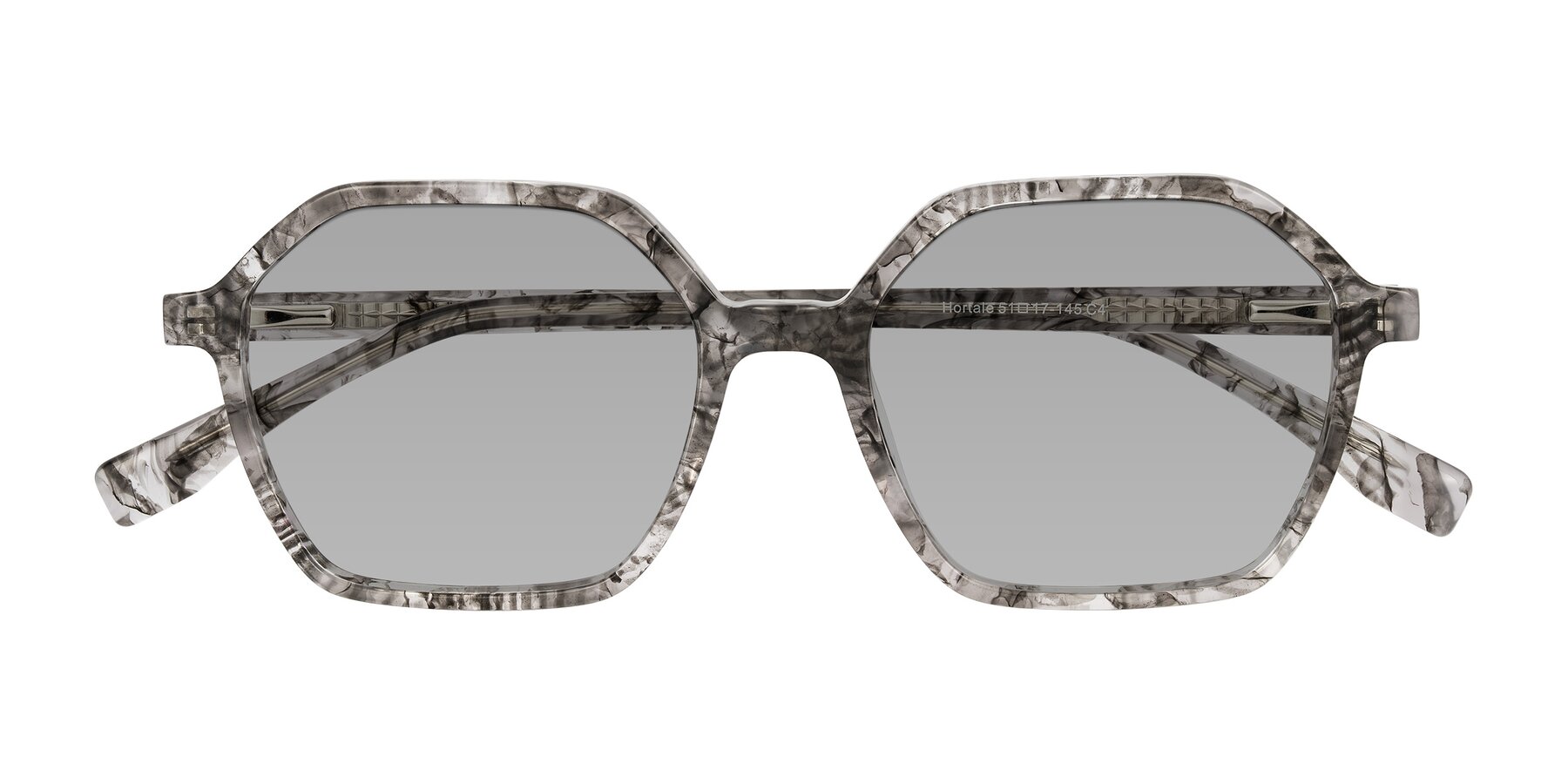 Folded Front of Hortale in Gray Tortoise with Light Gray Tinted Lenses