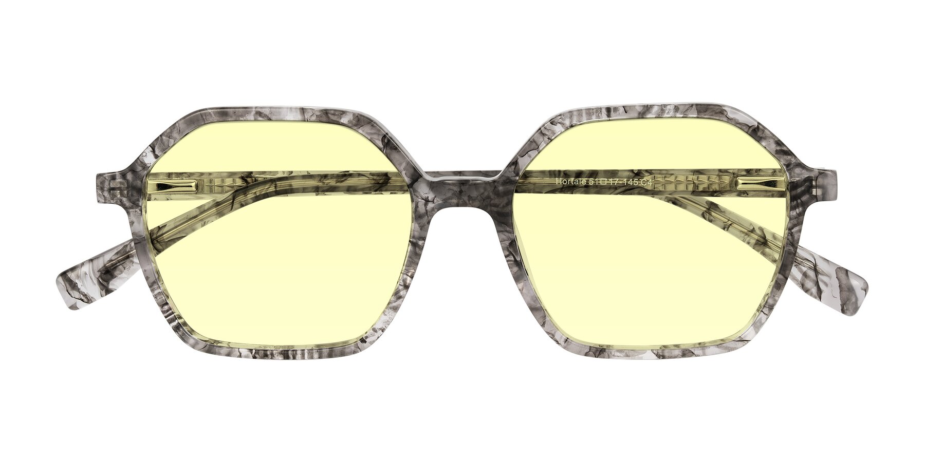 Folded Front of Hortale in Gray Tortoise with Light Yellow Tinted Lenses