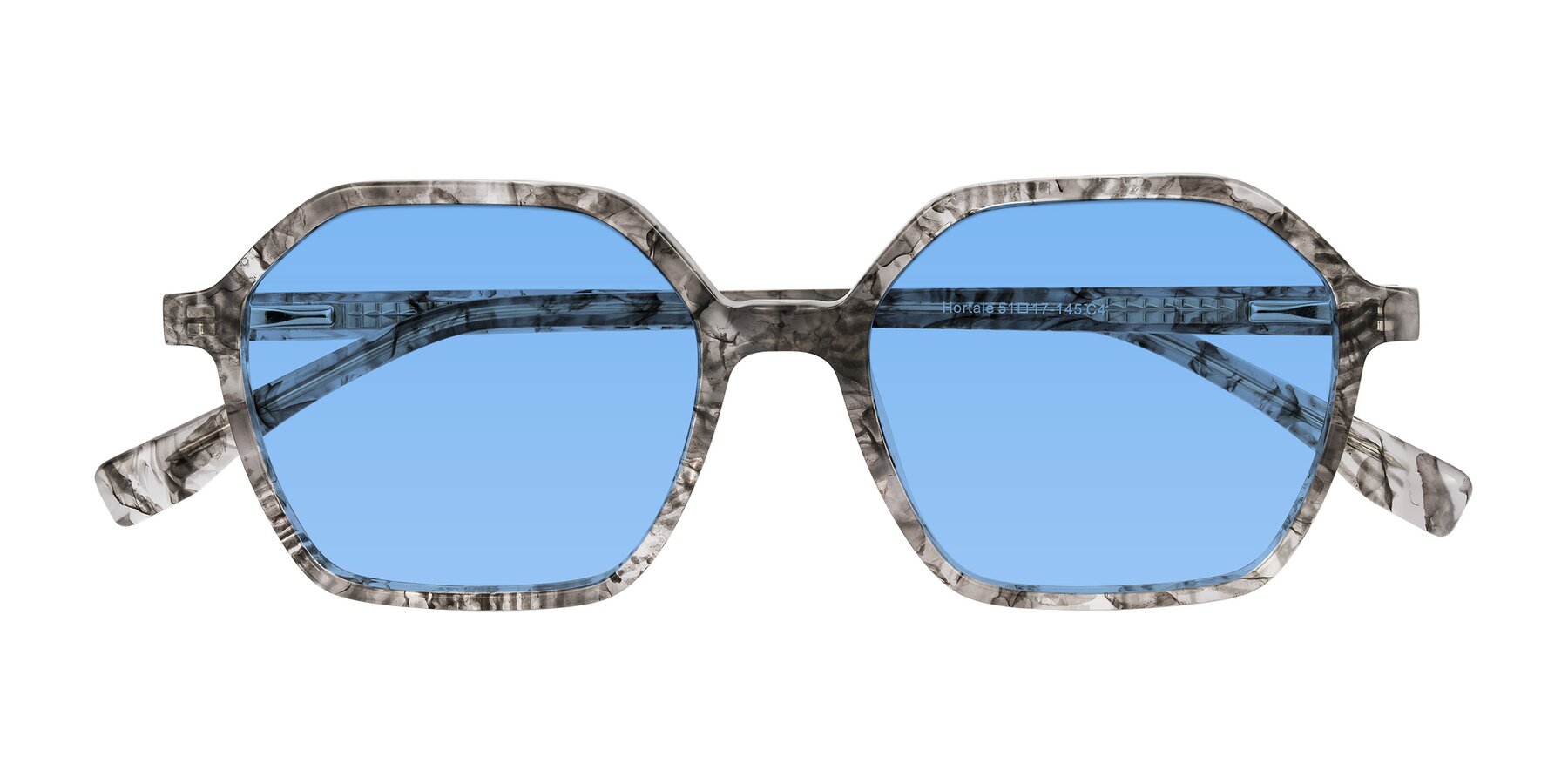 Folded Front of Hortale in Gray Tortoise with Medium Blue Tinted Lenses