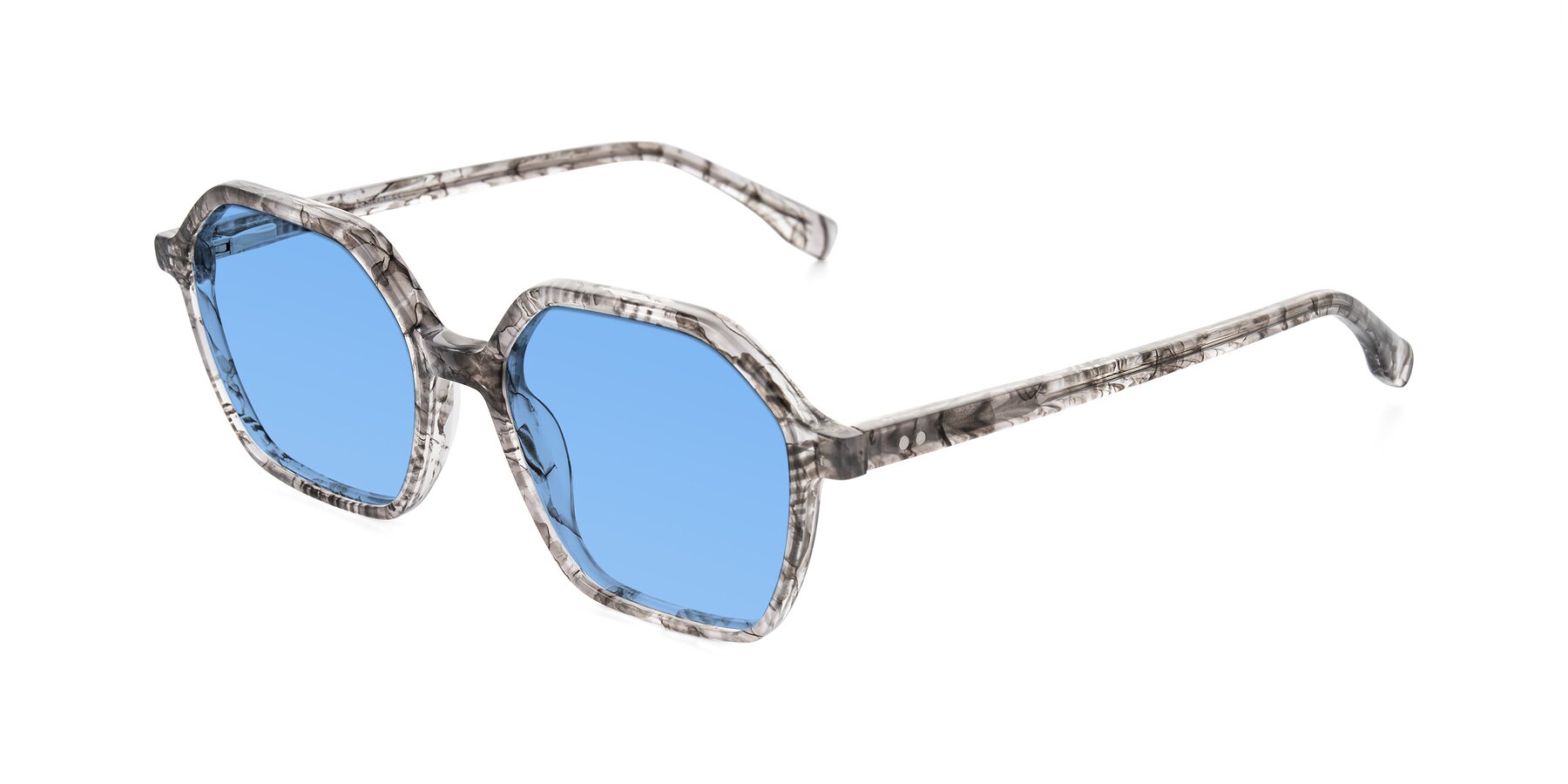 Angle of Hortale in Gray Tortoise with Medium Blue Tinted Lenses