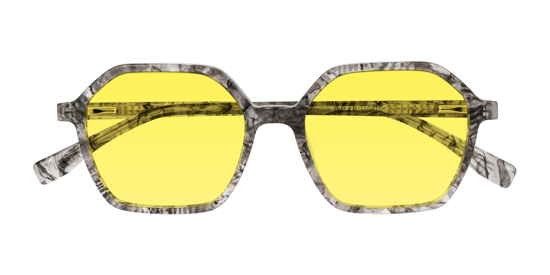 Folded Front of Hortale in Gray Tortoise with Medium Yellow Tinted Lenses