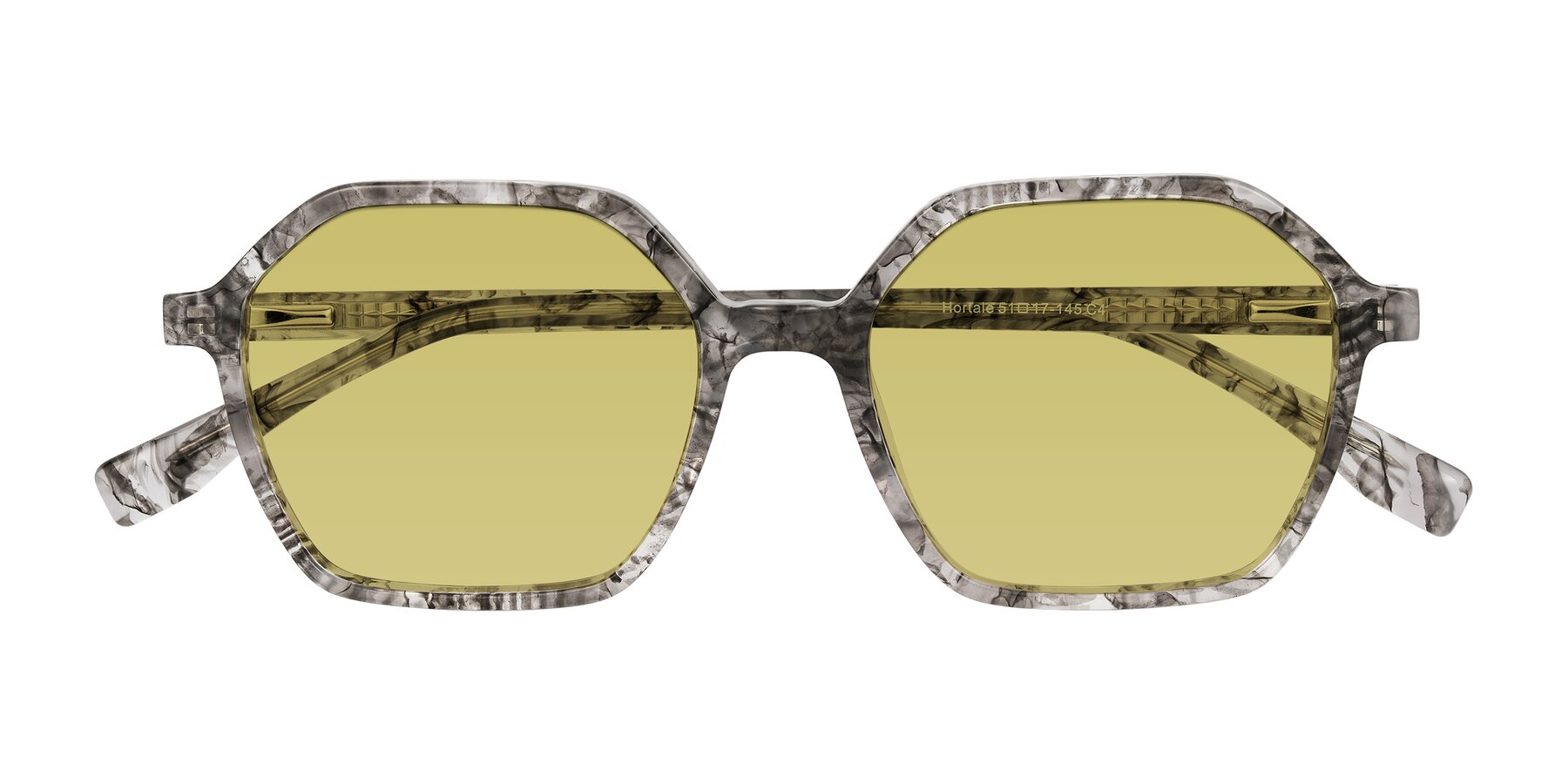 Folded Front of Hortale in Gray Tortoise with Medium Champagne Tinted Lenses