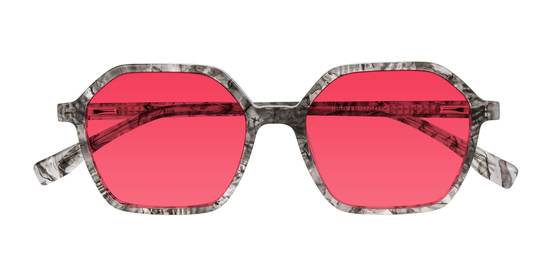 Folded Front of Hortale in Gray Tortoise with Red Tinted Lenses