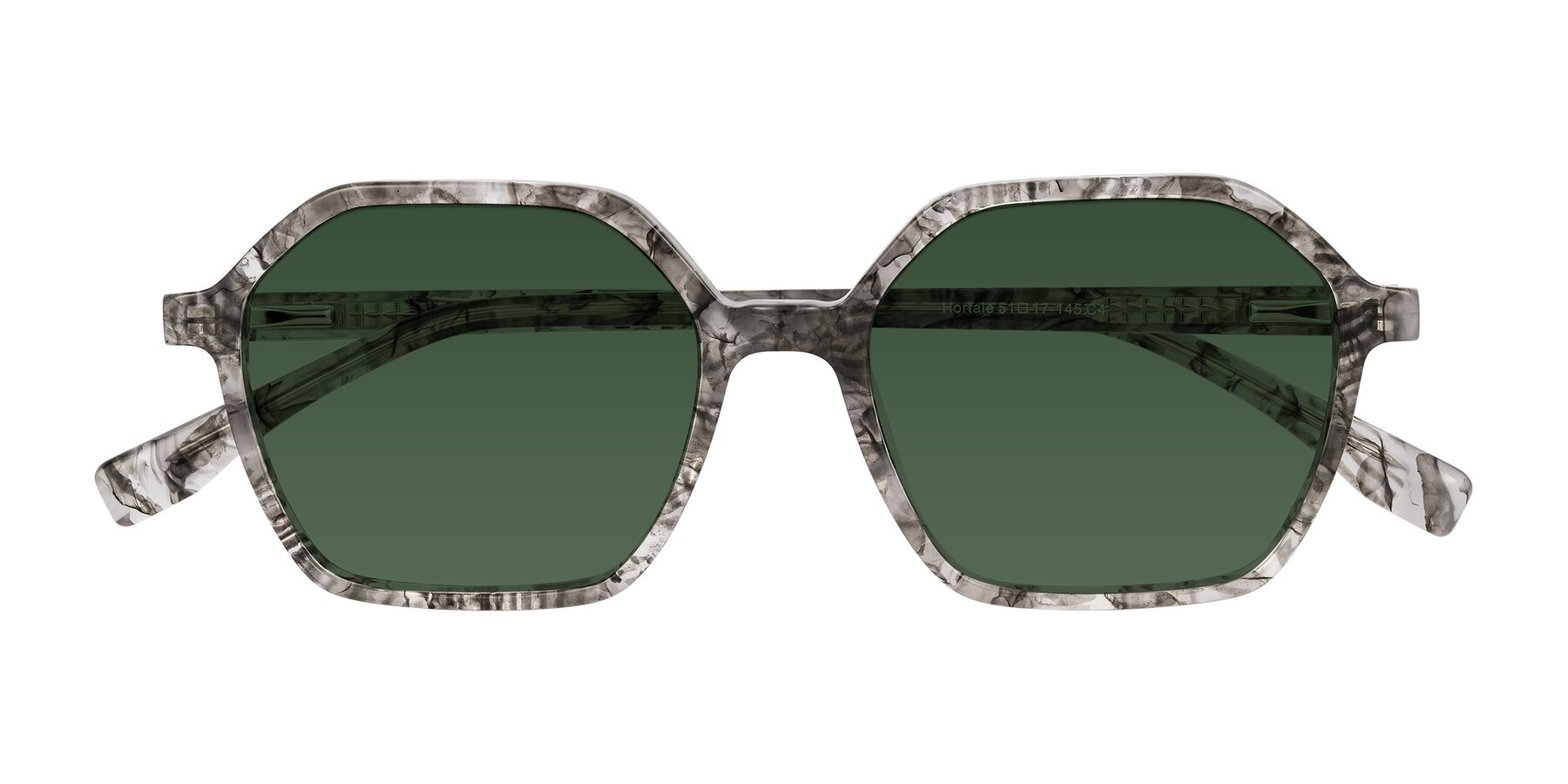 Folded Front of Hortale in Gray Tortoise with Green Tinted Lenses