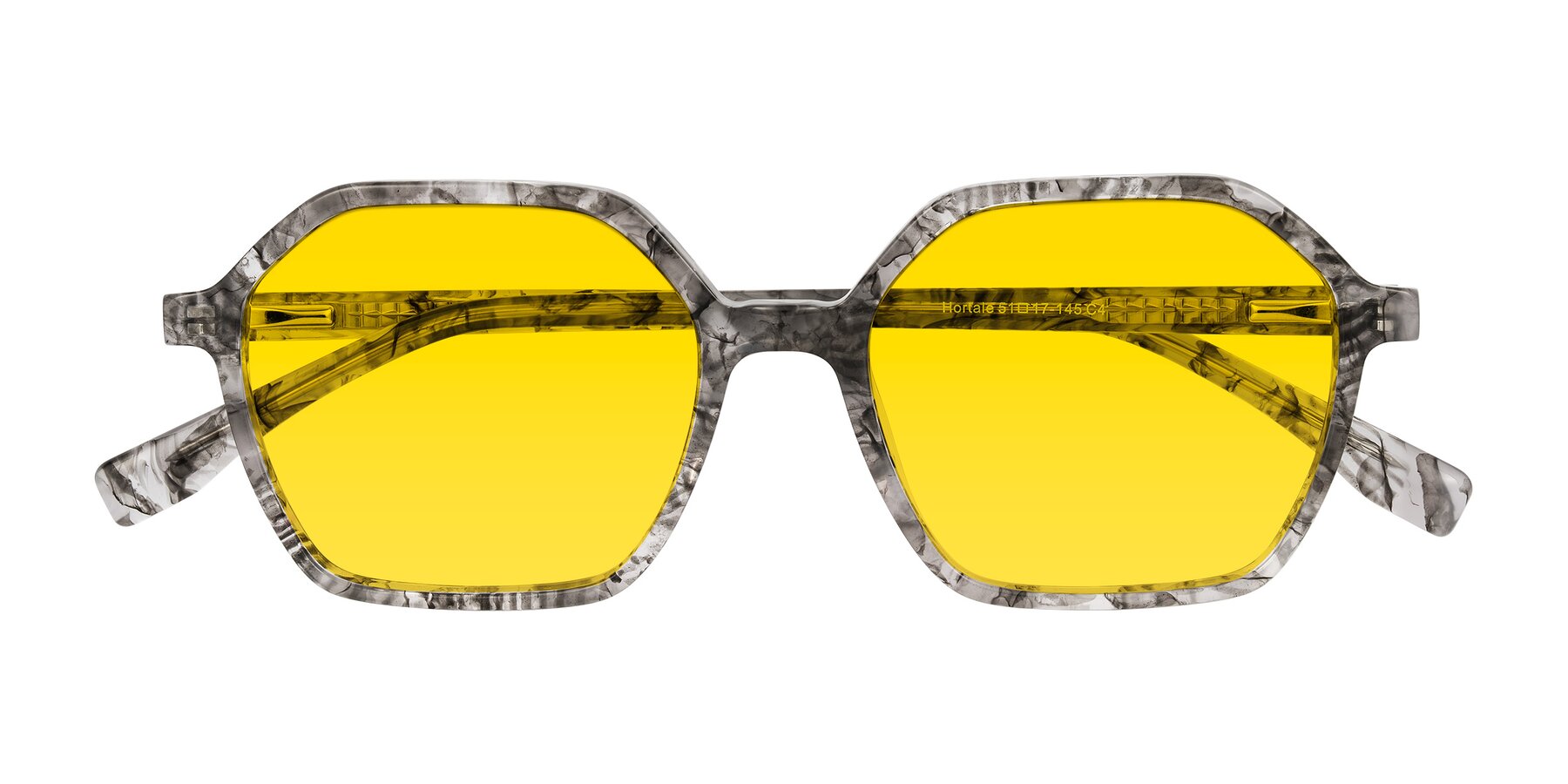 Folded Front of Hortale in Gray Tortoise with Yellow Tinted Lenses