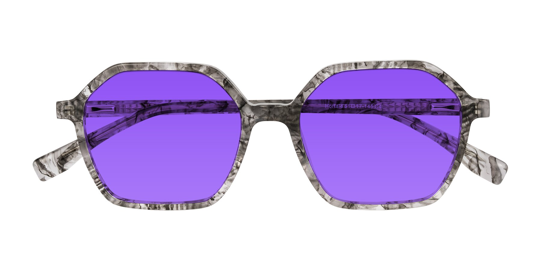 Folded Front of Hortale in Gray Tortoise with Purple Tinted Lenses
