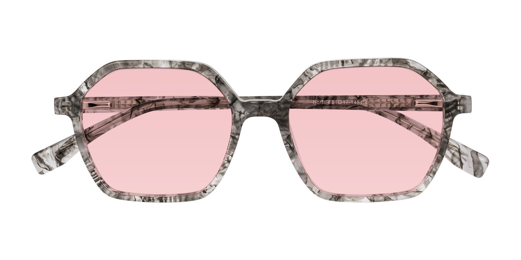 Folded Front of Hortale in Gray Tortoise with Light Garnet Tinted Lenses