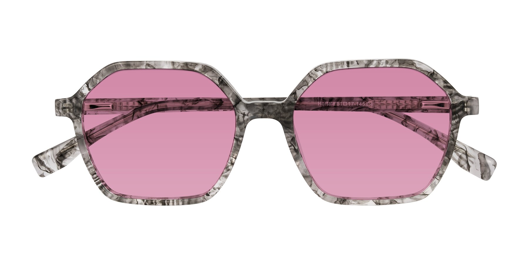 Folded Front of Hortale in Gray Tortoise with Medium Wine Tinted Lenses