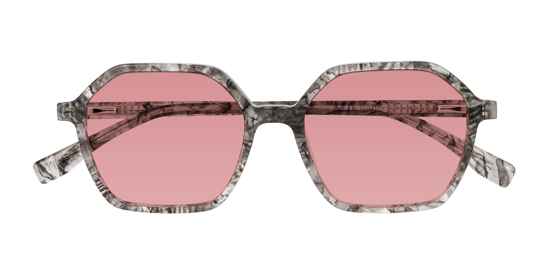 Folded Front of Hortale in Gray Tortoise with Medium Garnet Tinted Lenses